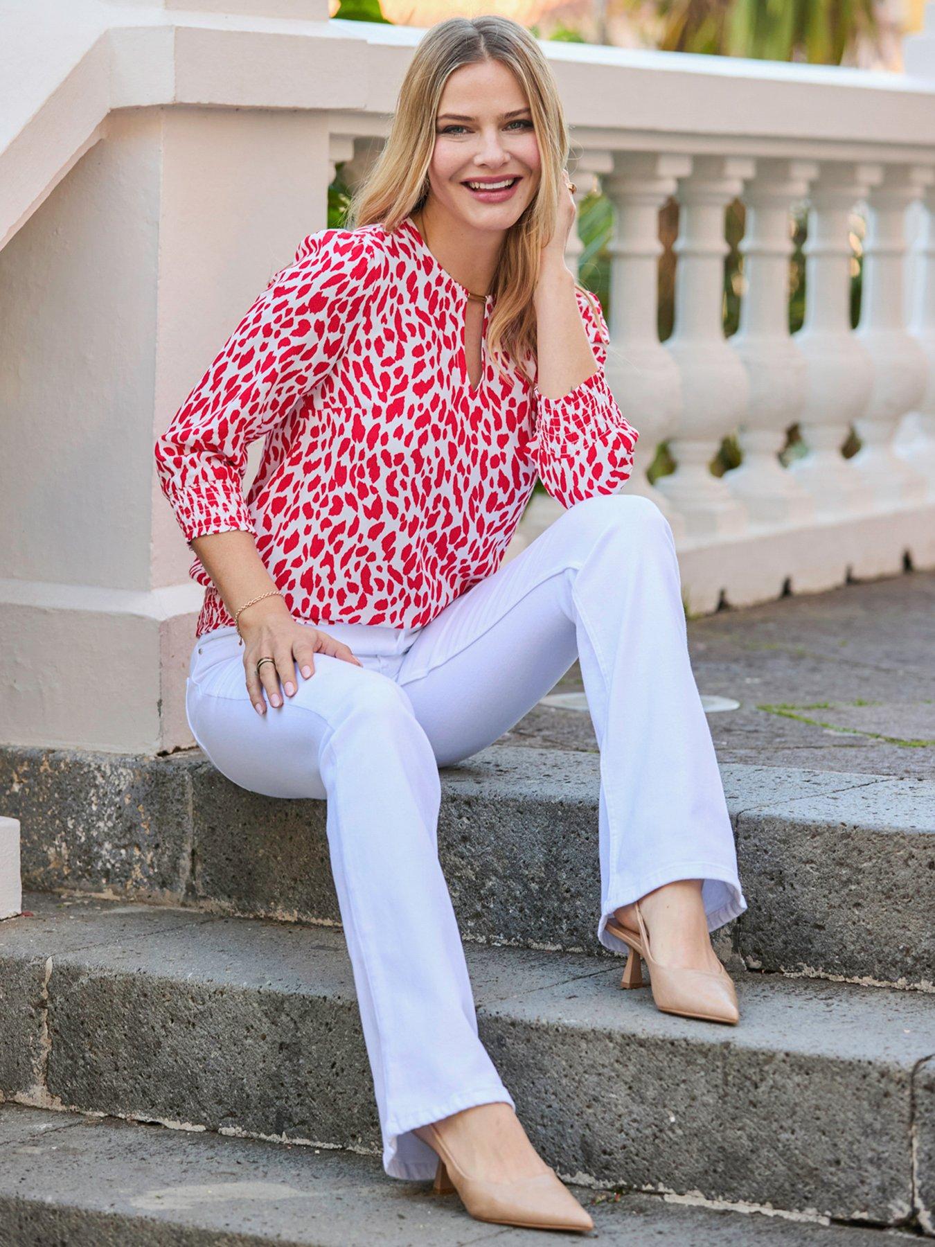 Sosandar CHIFFON SHIRRED HEM TOP