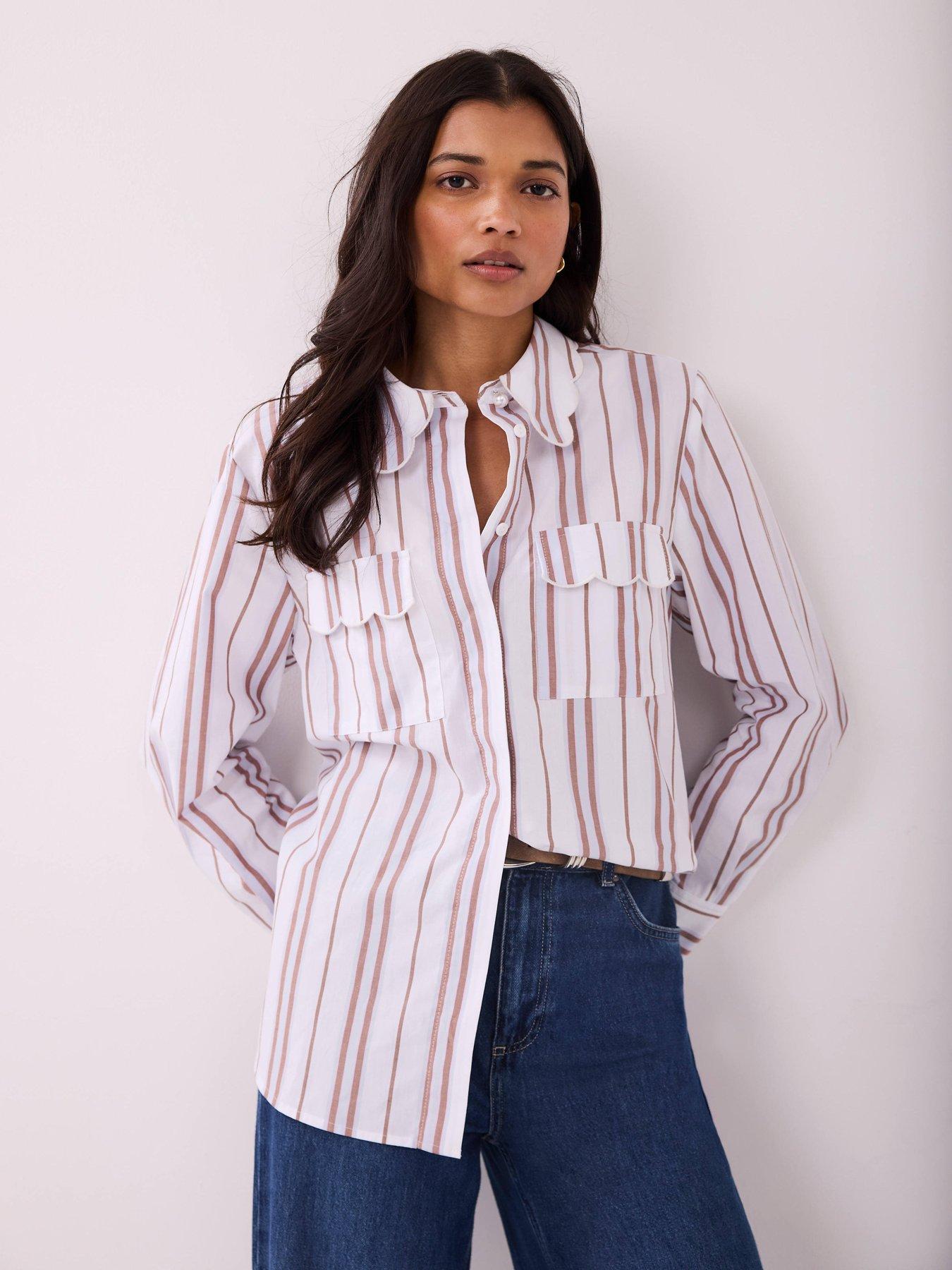 mint-velvet-stripe-scallop-trim-shirt-brownstillFront
