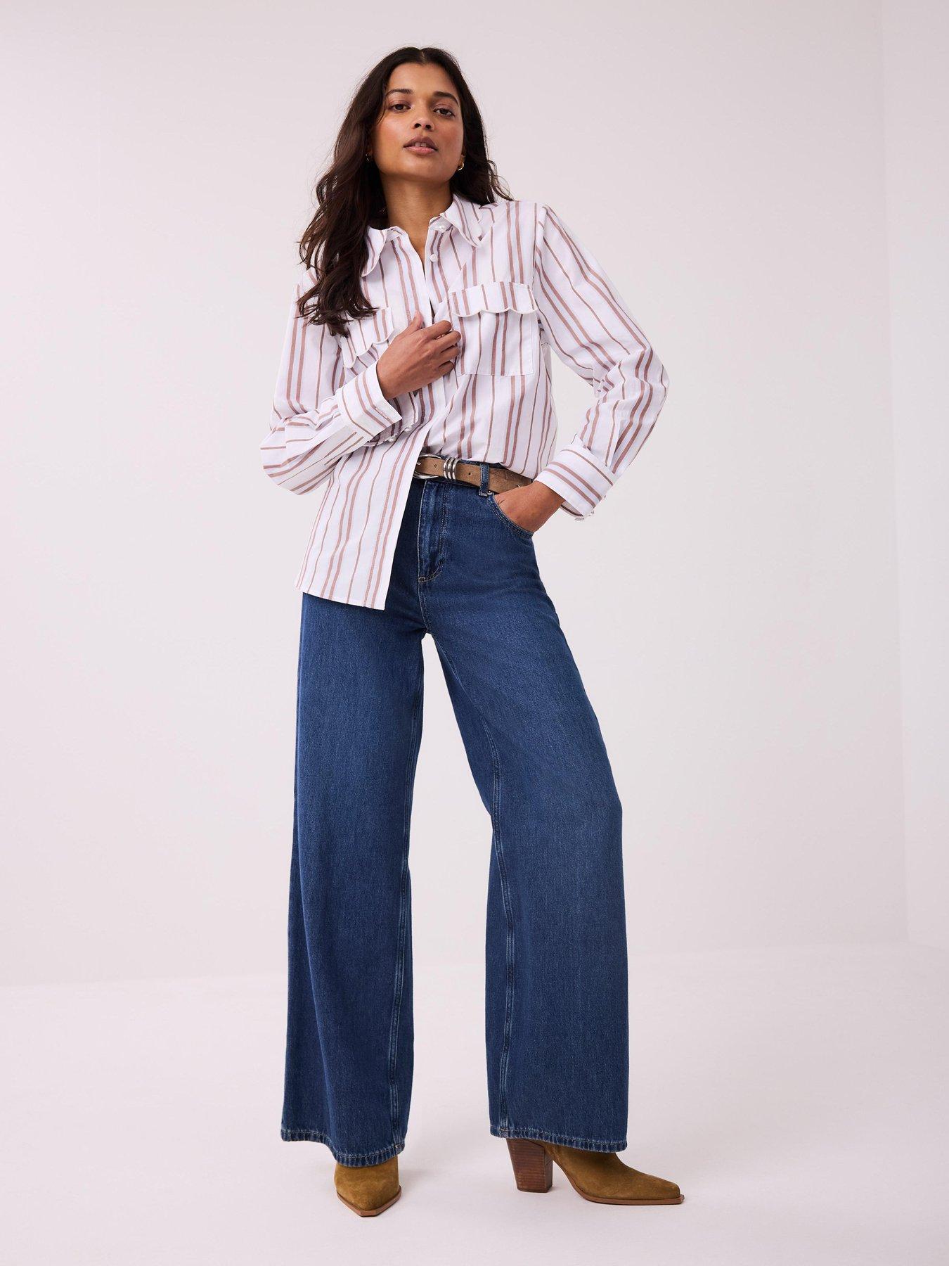 mint-velvet-stripe-scallop-trim-shirt-brownoutfit