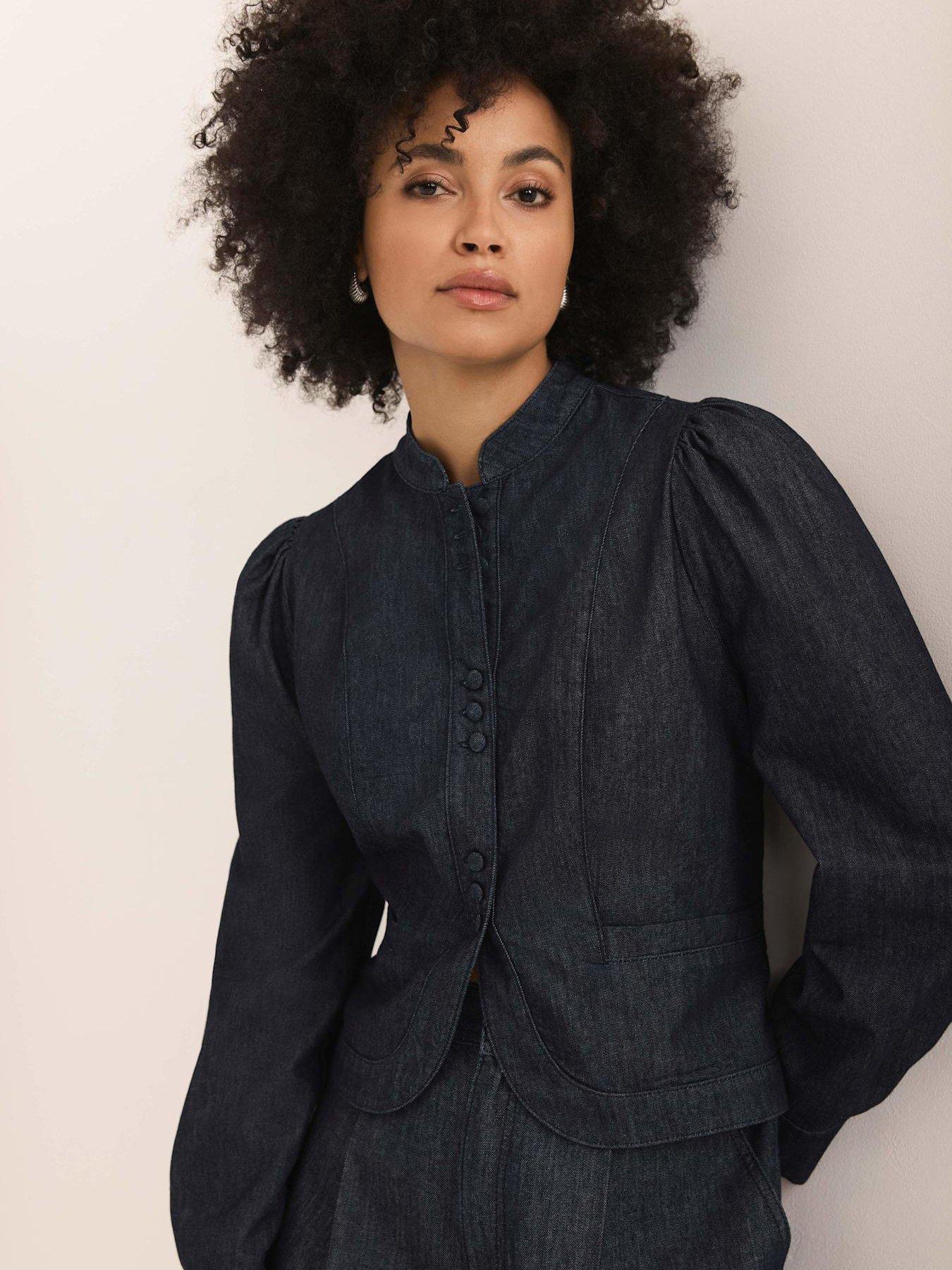 Image 3 of 6 of Mint Velvet Denim Long Sleeve Jacket - Dark Indigo