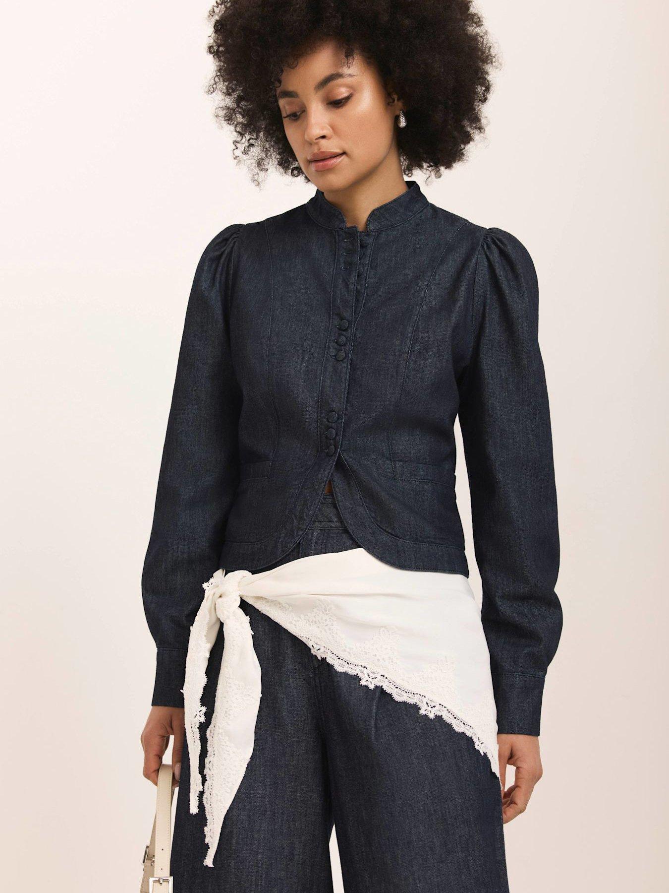 Image 4 of 6 of Mint Velvet Denim Long Sleeve Jacket - Dark Indigo