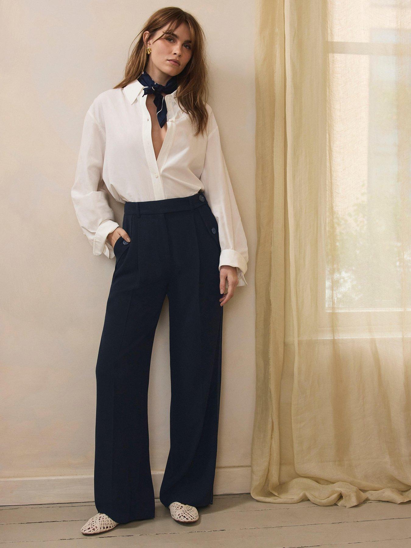 Image 1 of 6 of Mint Velvet Tailored Wide Trousers - Blue