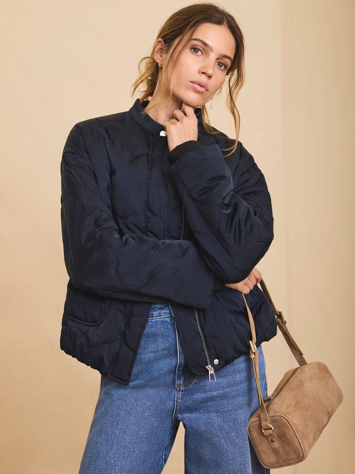Image 2 of 6 of Mint Velvet Navy Quilted Bomber Jacket - Blue