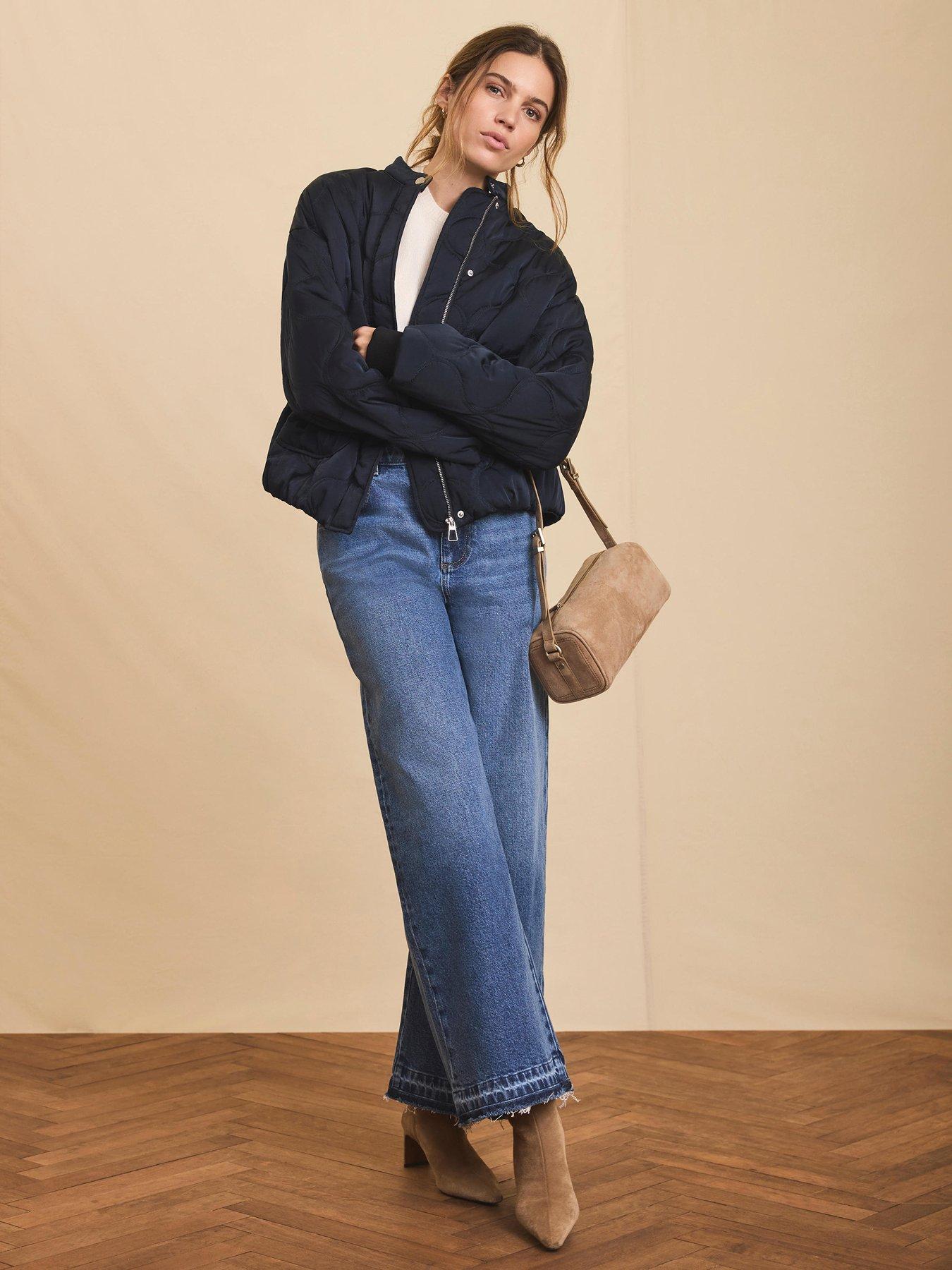 Image 3 of 6 of Mint Velvet Navy Quilted Bomber Jacket - Blue