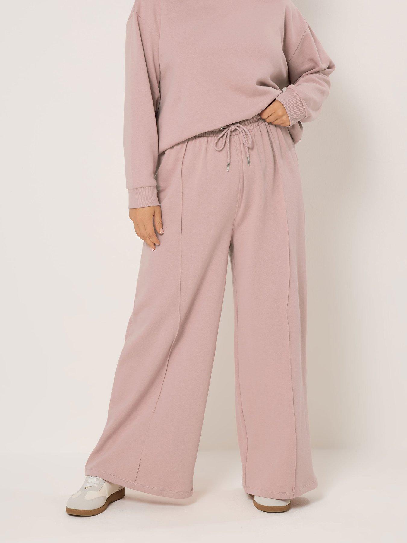 yours-curve-crew-neck-sweatshirt-amp-jogger-set-pinkfront