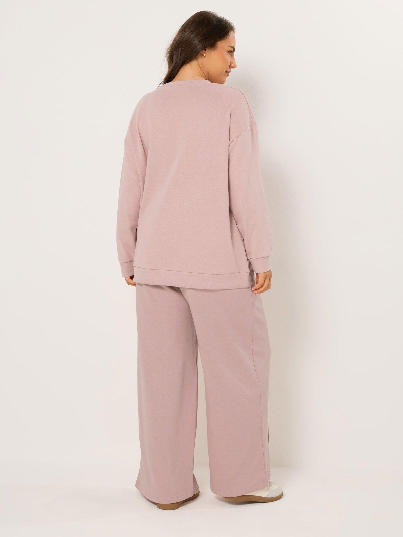 yours-curve-crew-neck-sweatshirt-amp-jogger-set-pinkstillFront