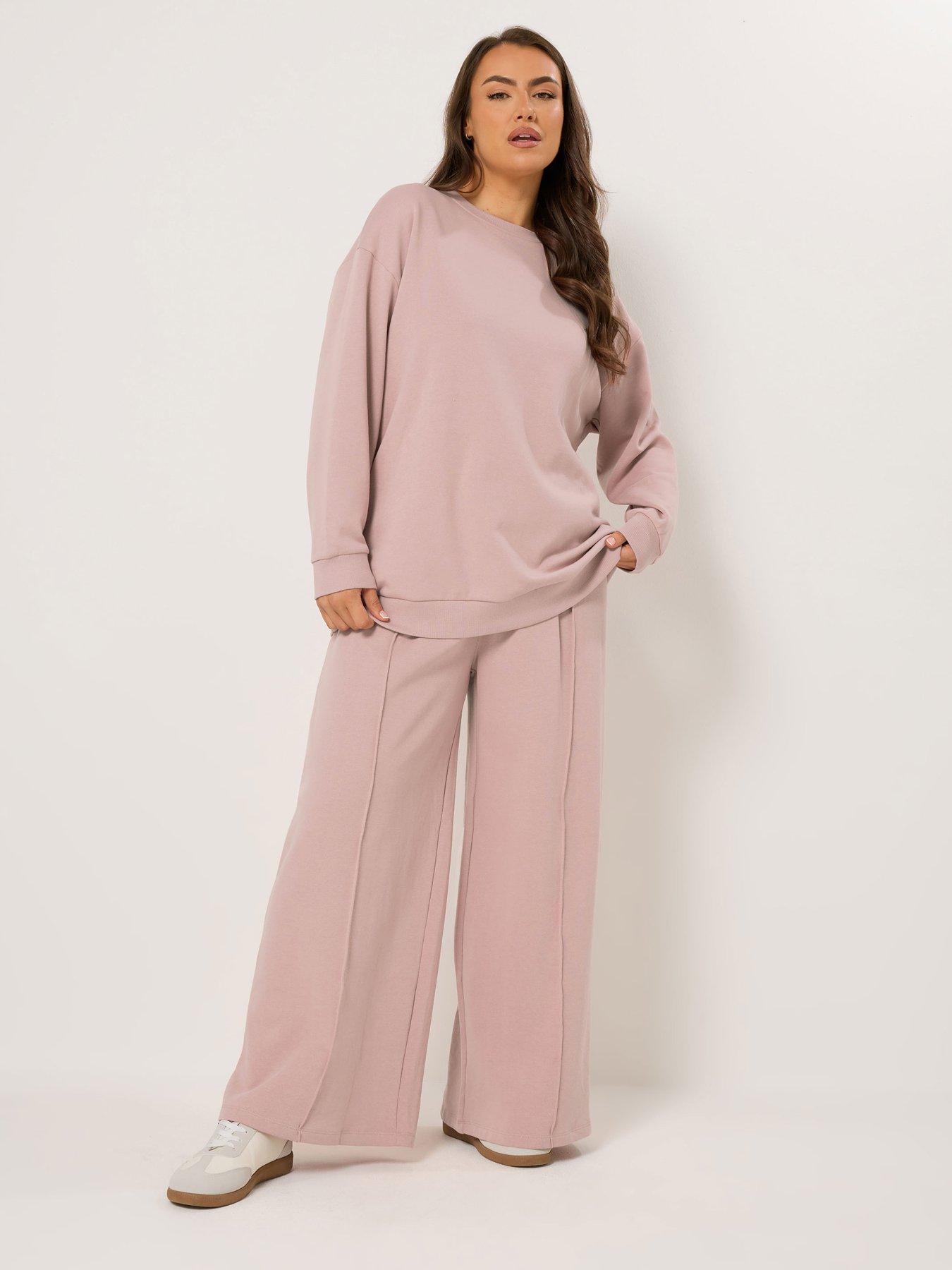 yours-curve-crew-neck-sweatshirt-amp-jogger-set-pinkback