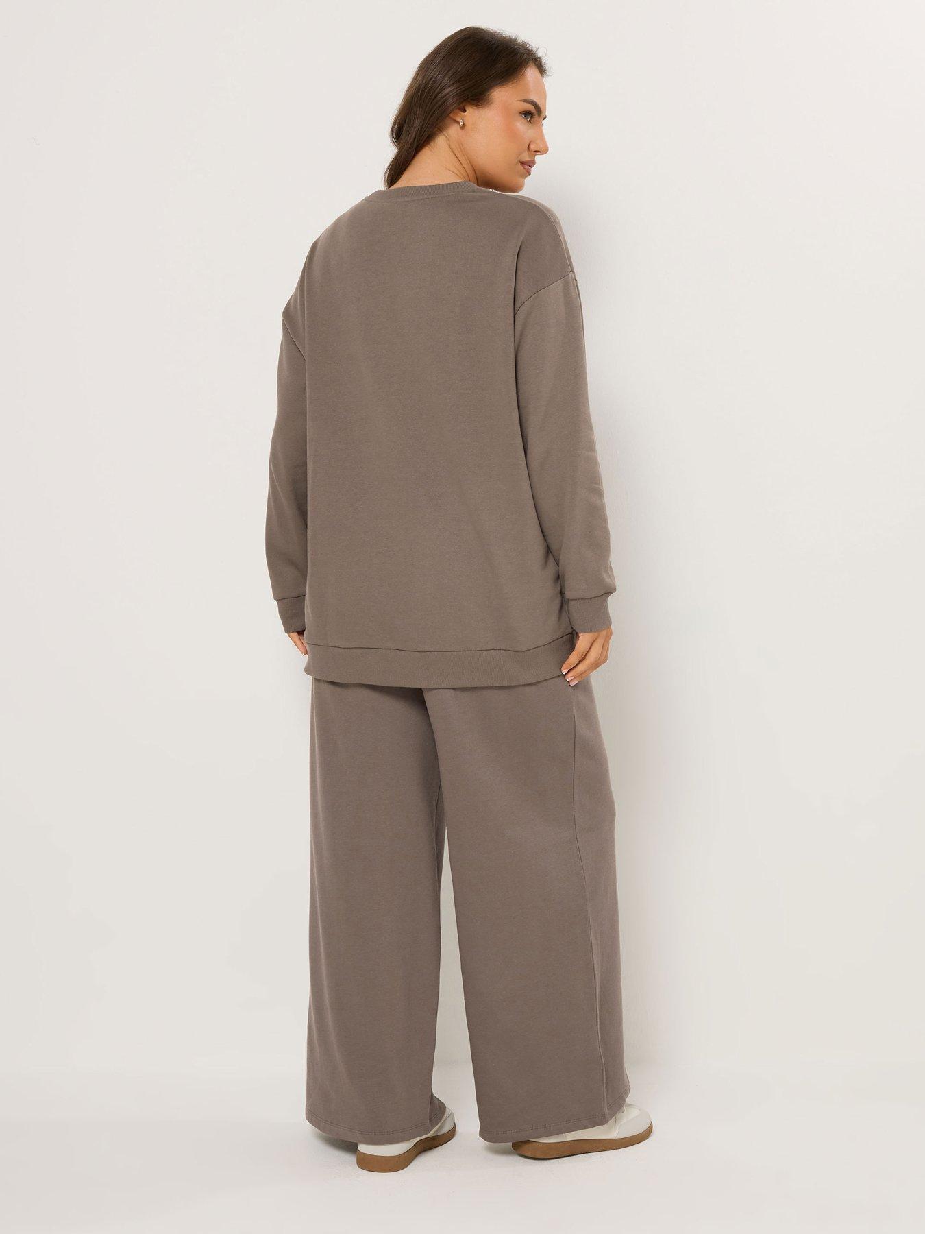 yours-curve-crew-neck-sweatshirt-amp-joggers-set-brownstillFront