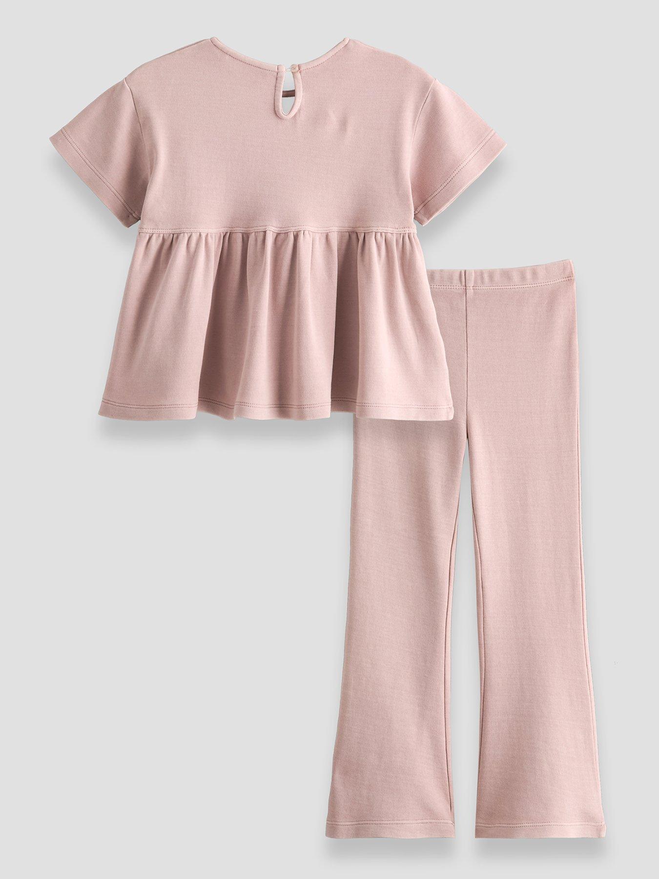 Image 2 of 6 of The Very Collection Girls Short Sleeve Peplum Washed Top And Legging Basic Set