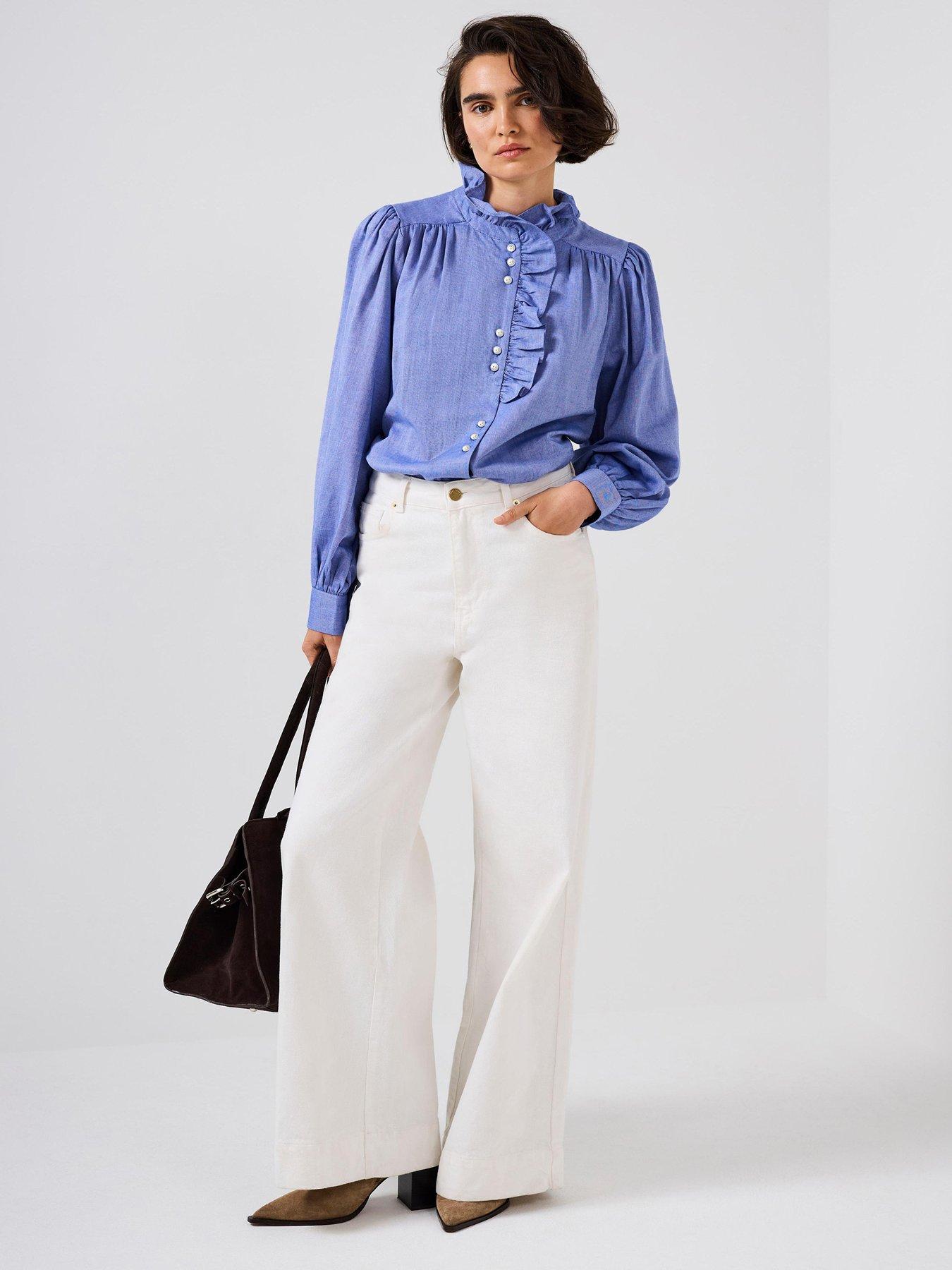 mint-velvet-chambray-ruffle-blouse-blueback
