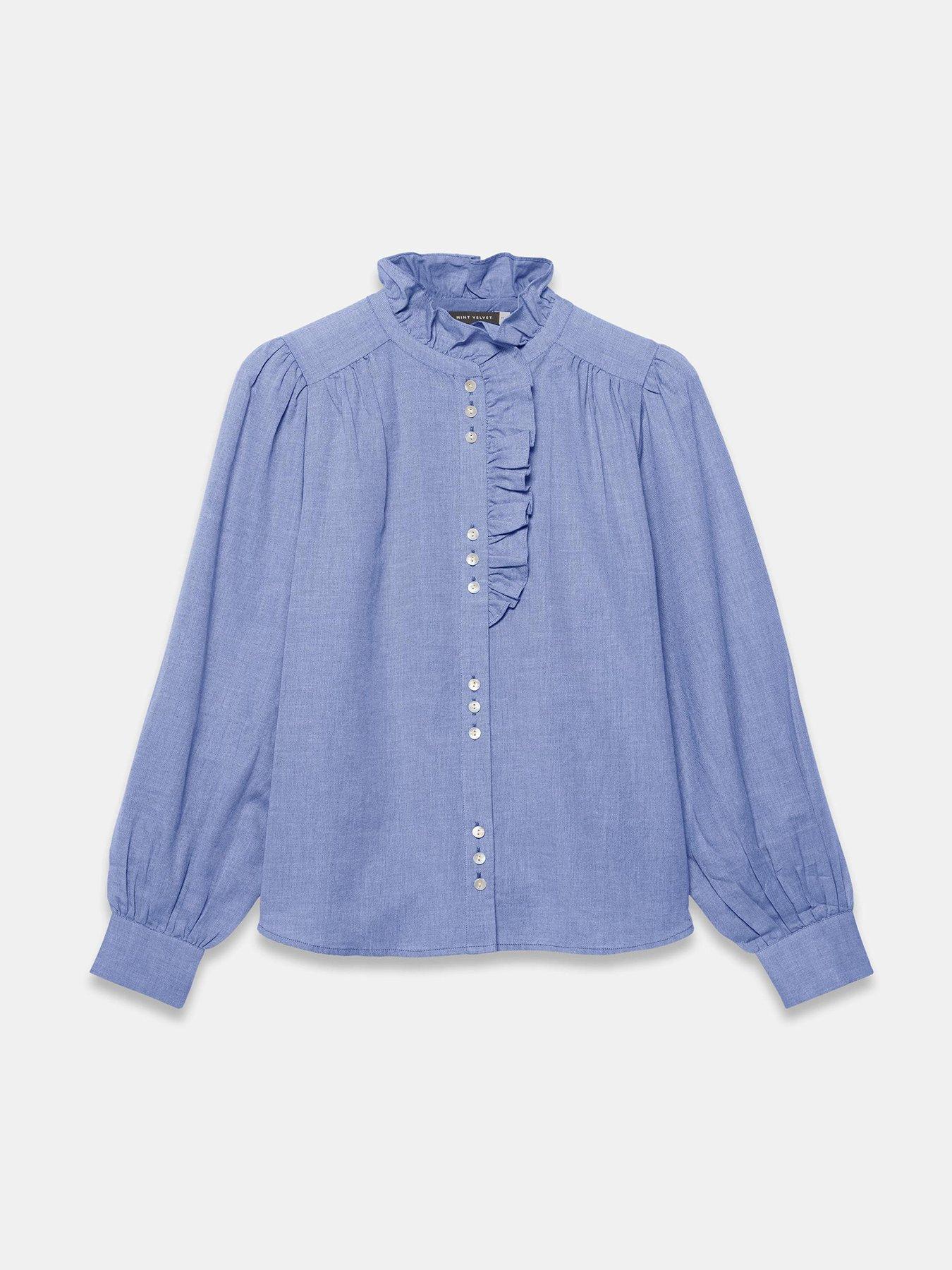mint-velvet-chambray-ruffle-blouse-bluedetail