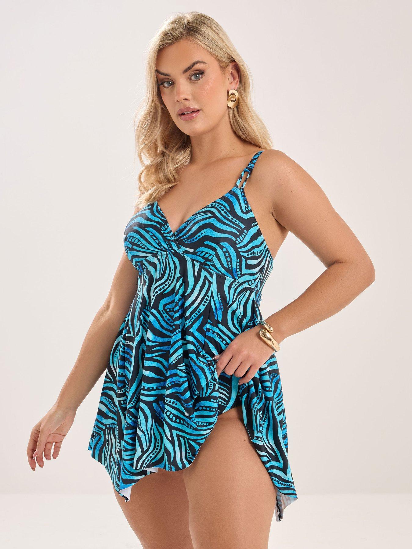 Image 4 of 6 of Yours Curve Pacific Hanky Hem Swimdress