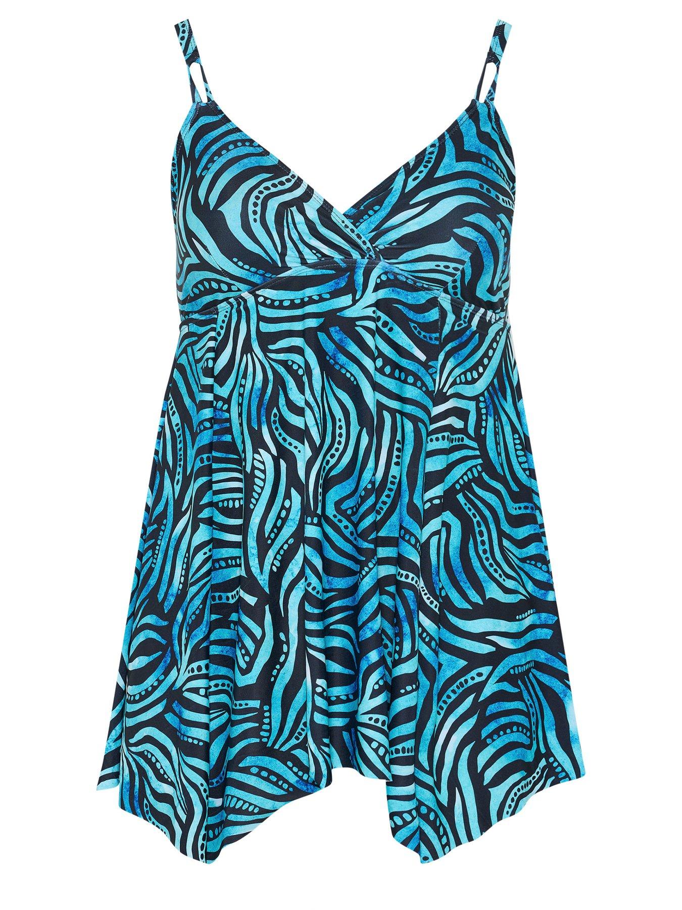 Image 6 of 6 of Yours Curve Pacific Hanky Hem Swimdress