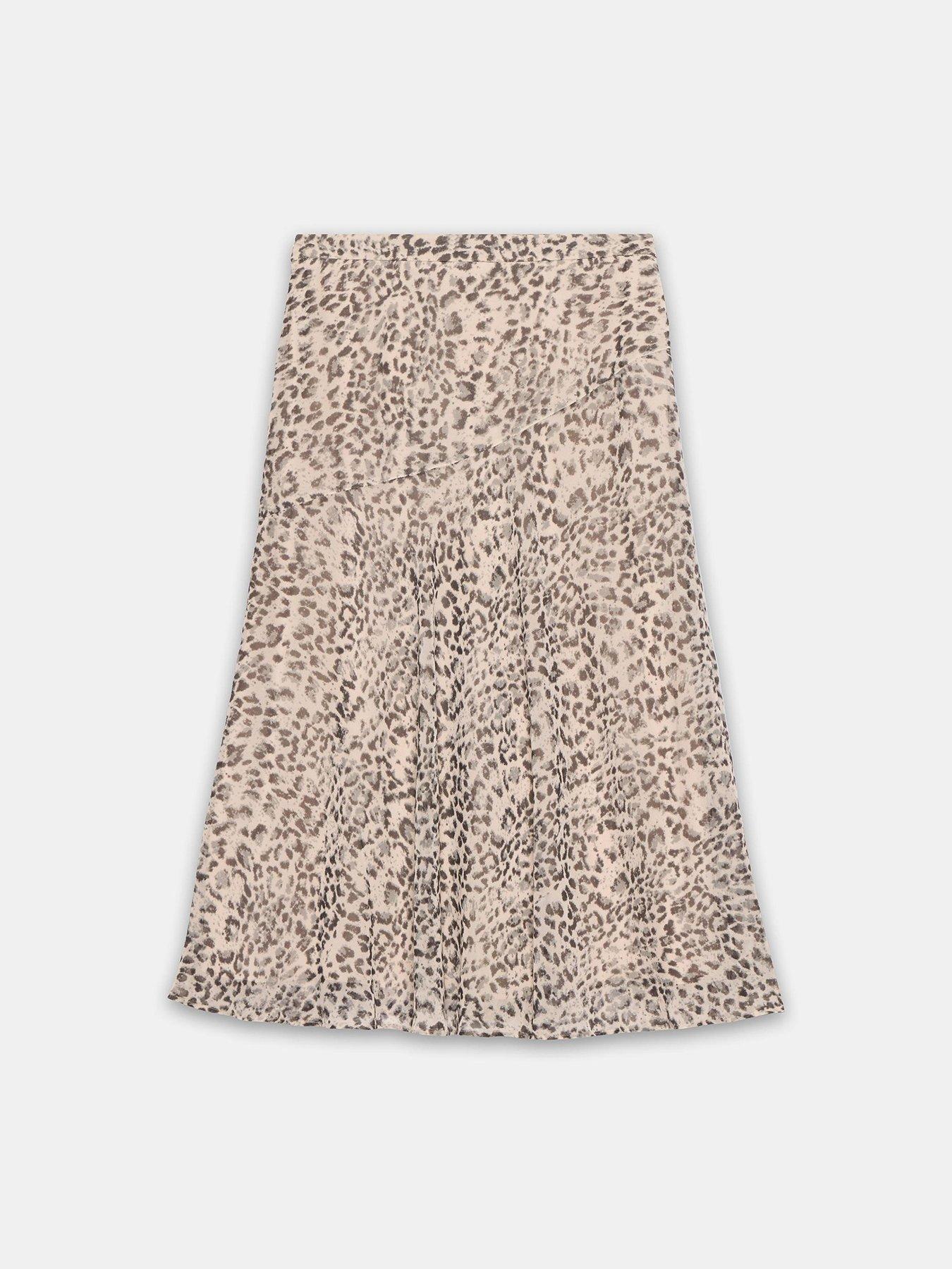 Image 5 of 6 of Mint Velvet Animal Print Midi Skirt - Cream