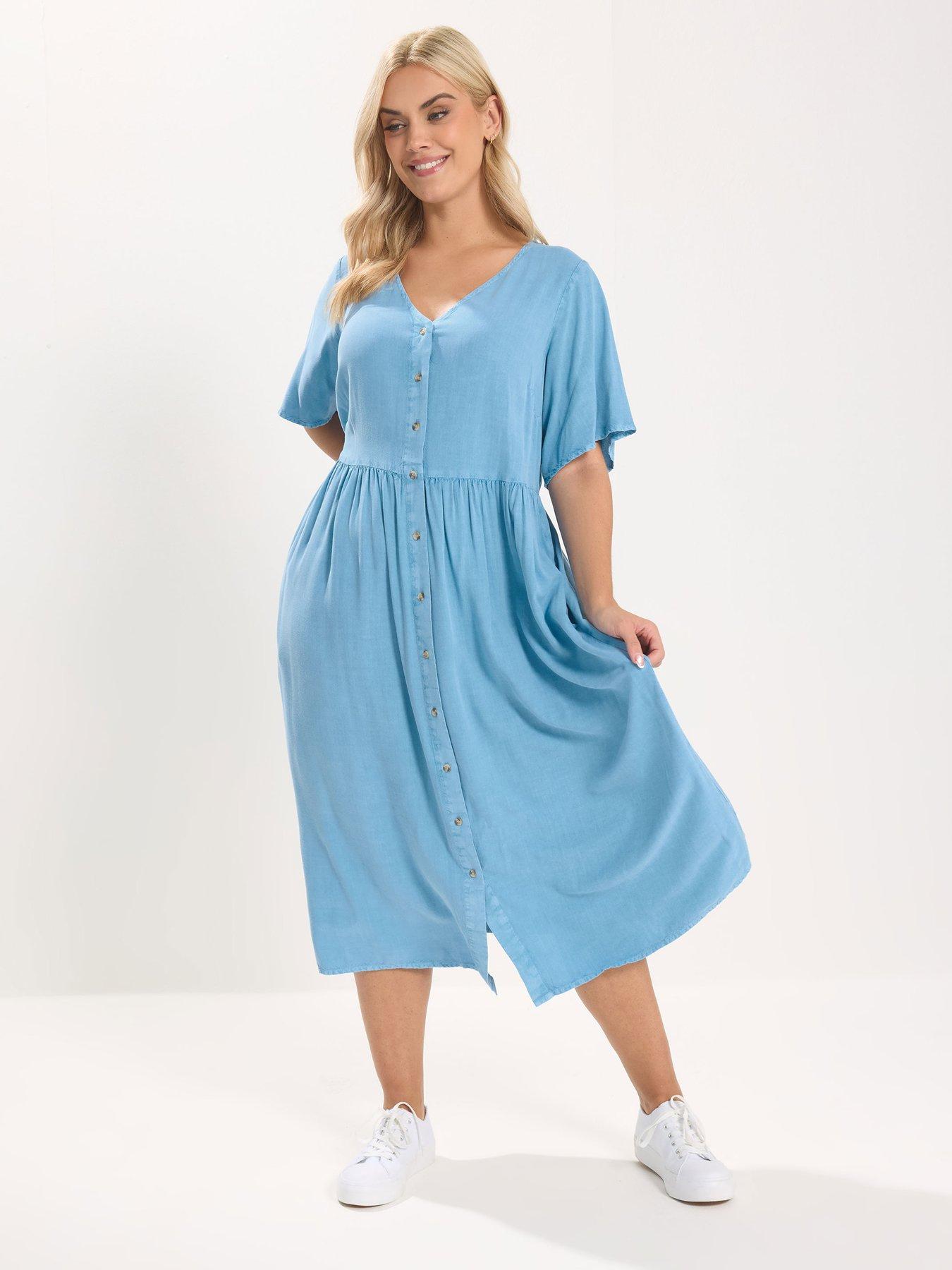 Image 1 of 5 of Yours Curve Chambray Tea Dress
