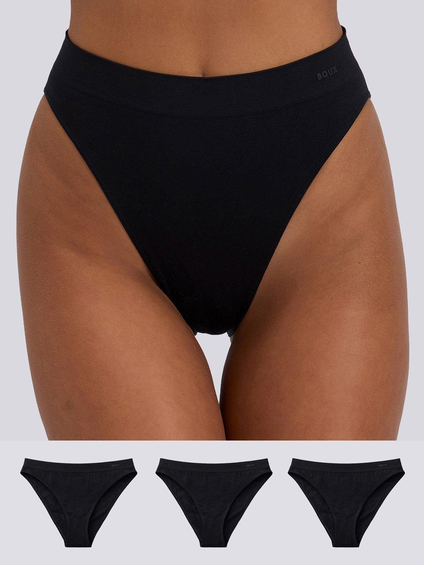 Image 1 of 4 of Boux Avenue Seam Free High Leg Brazilian Knickers 3 Pack - Black