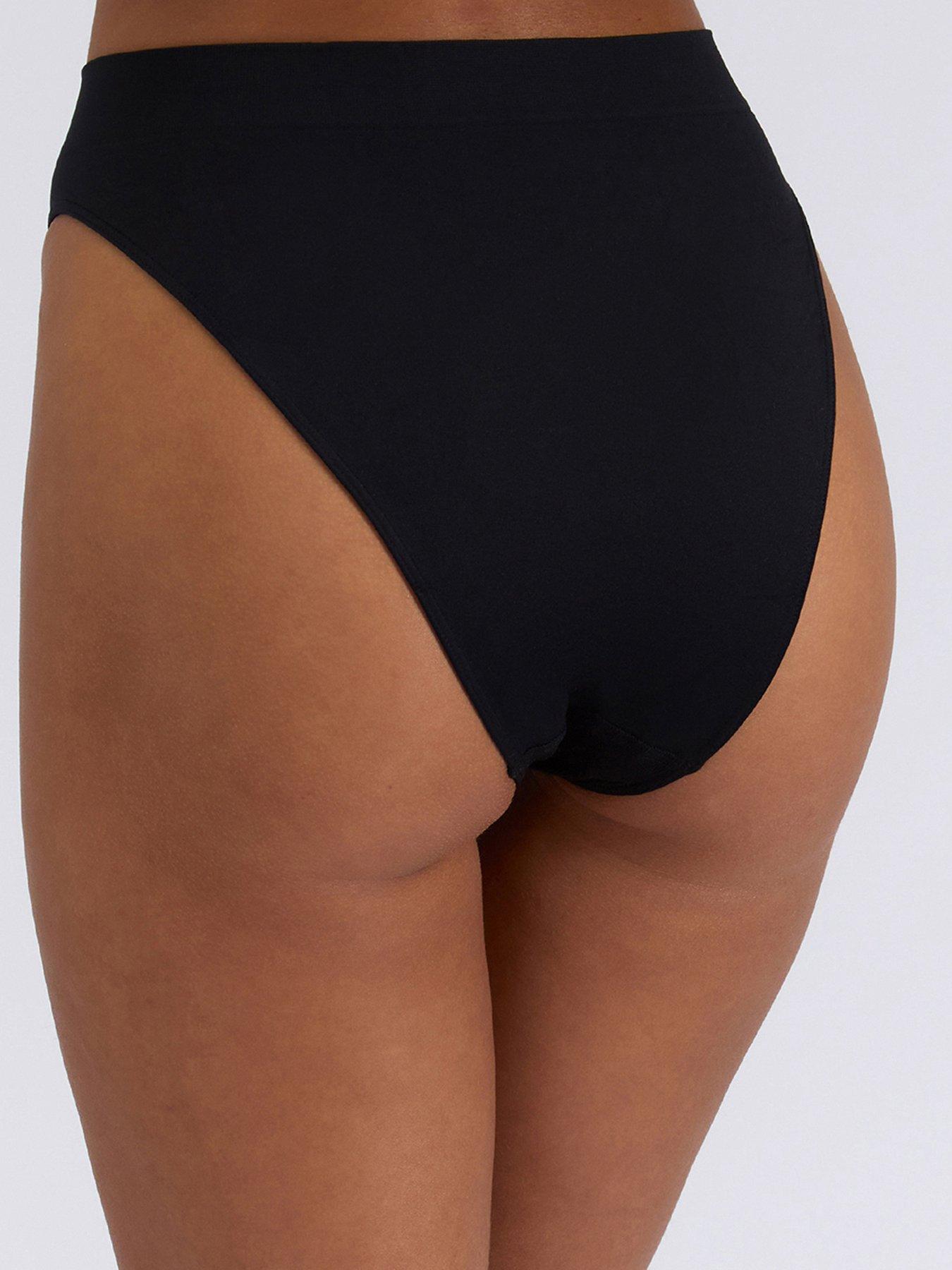 Image 2 of 4 of Boux Avenue Seam Free High Leg Brazilian Knickers 3 Pack - Black