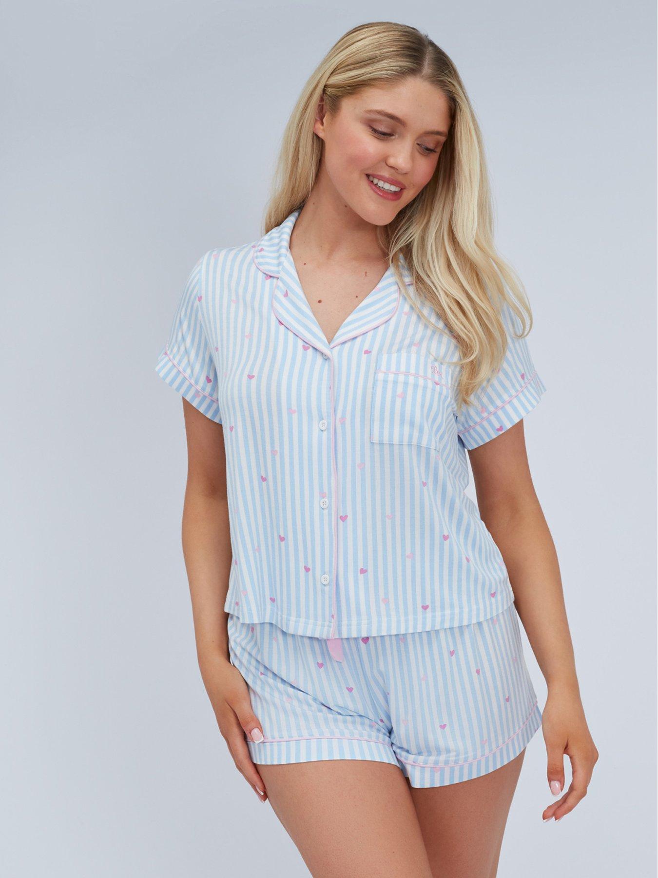 boux-avenue-heart-stripe-modal-short-pyjama-bluefront