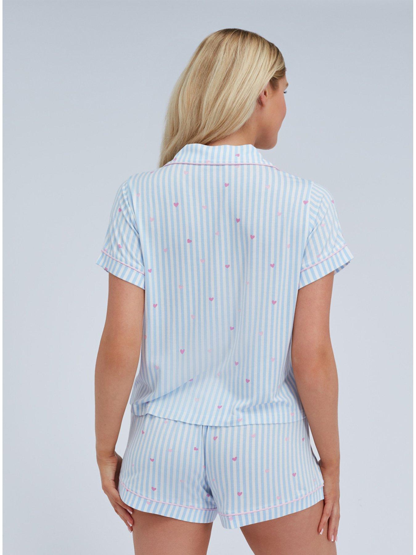 boux-avenue-heart-stripe-modal-short-pyjama-bluestillFront