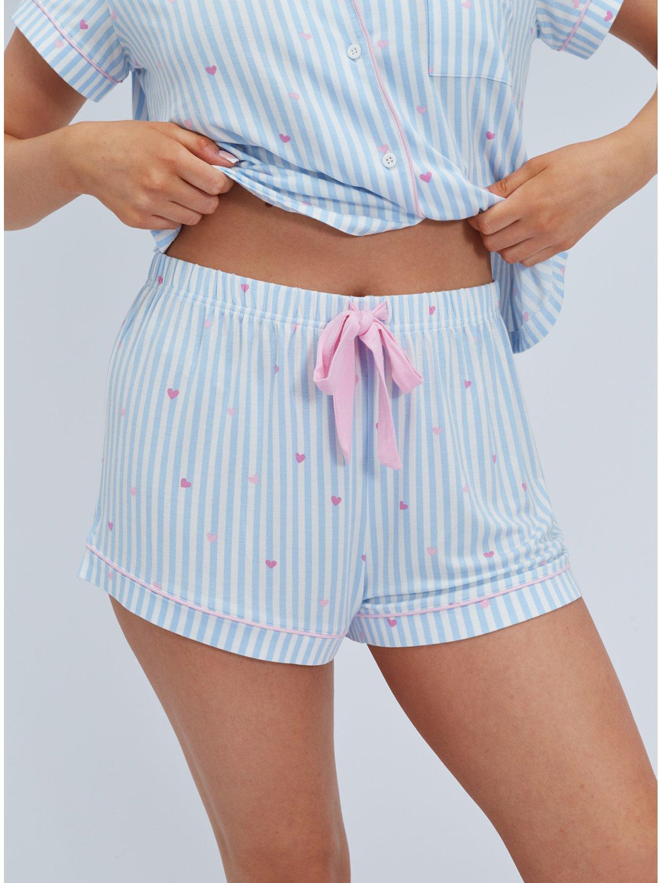 boux-avenue-heart-stripe-modal-short-pyjama-blueoutfit