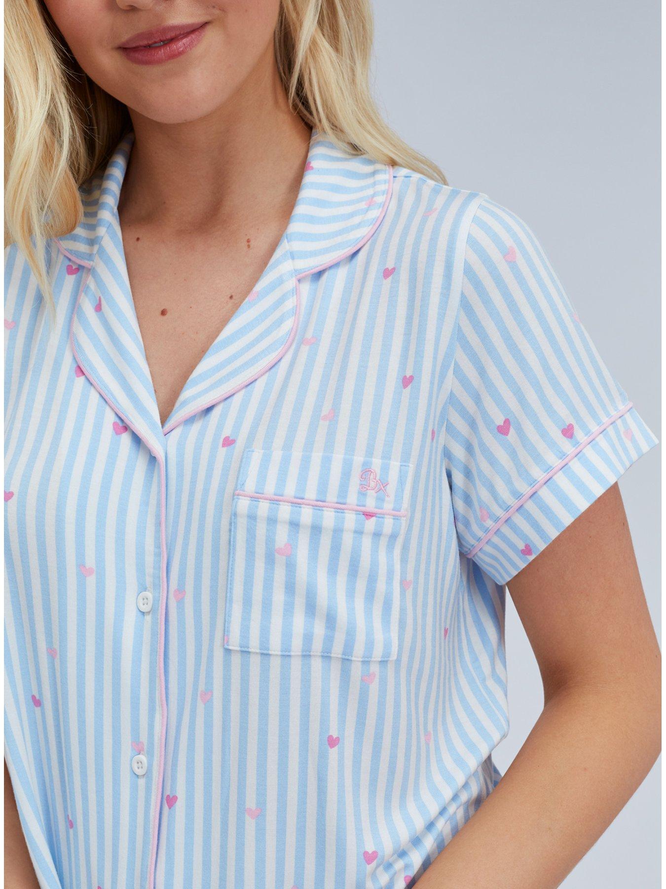 boux-avenue-heart-stripe-modal-short-pyjama-bluedetail