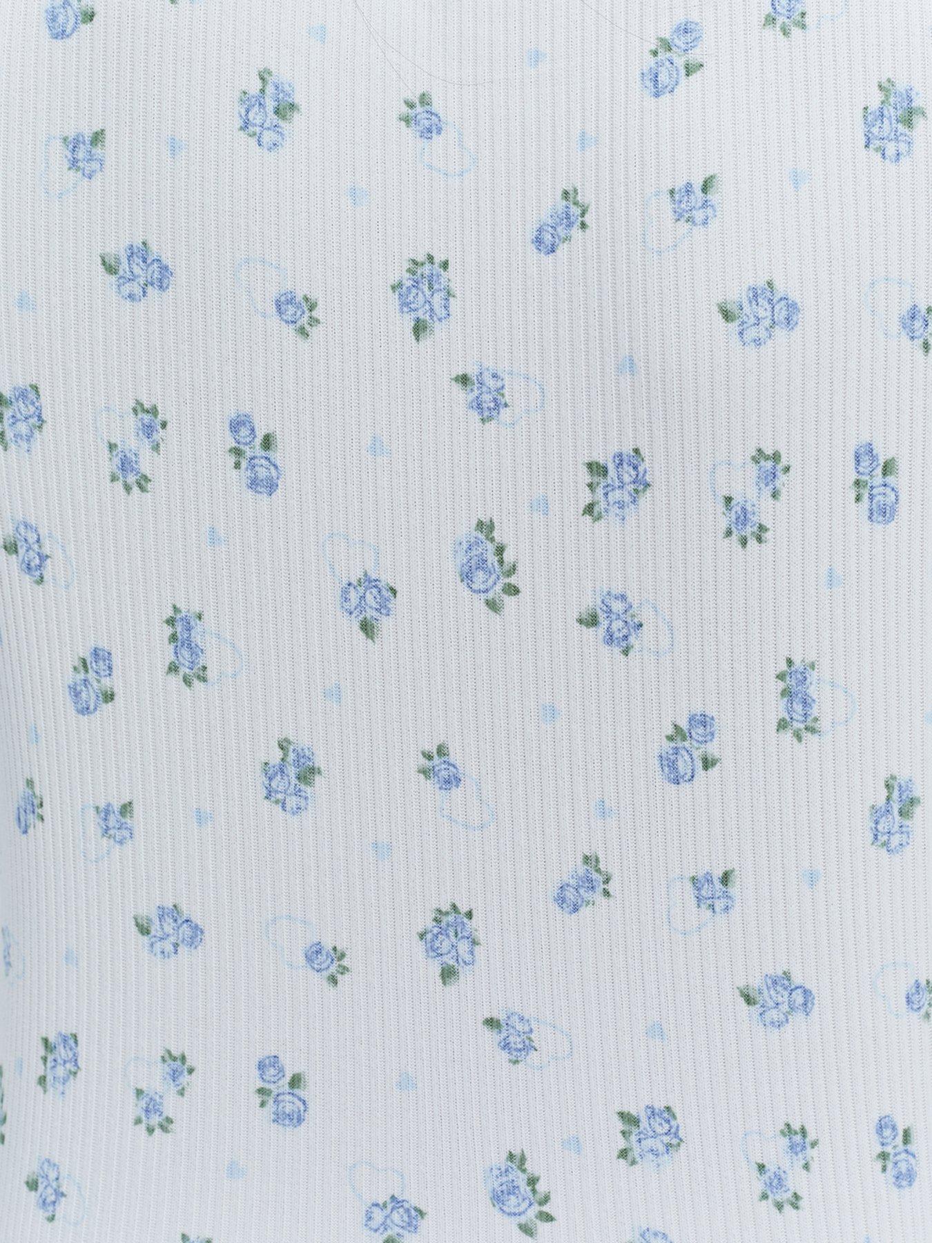 Image 6 of 6 of Boux Avenue Floral Rib Short Pj Set - Ivory Mix