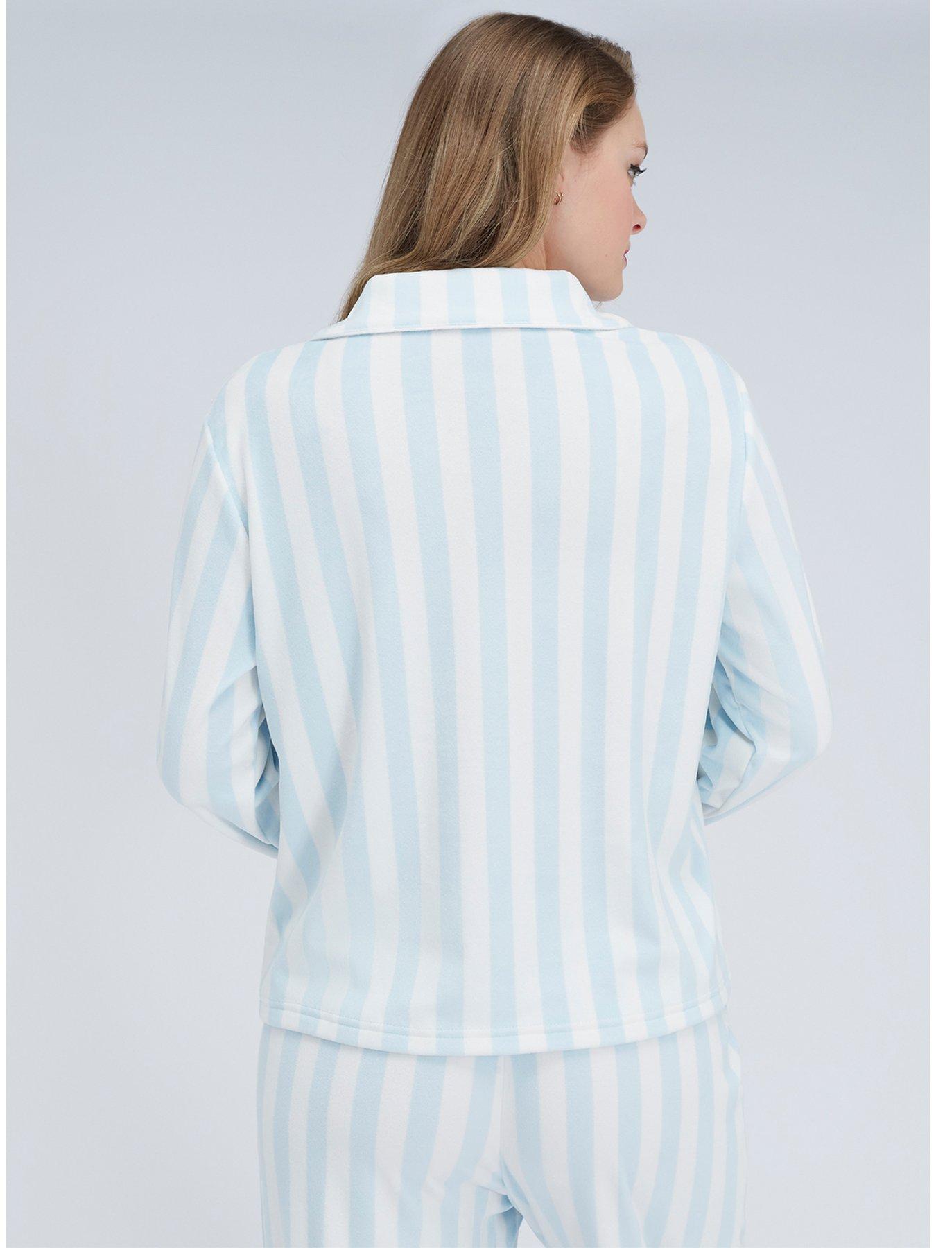 Image 2 of 7 of Boux Avenue Stripe Velour Pyjama Set - Blue