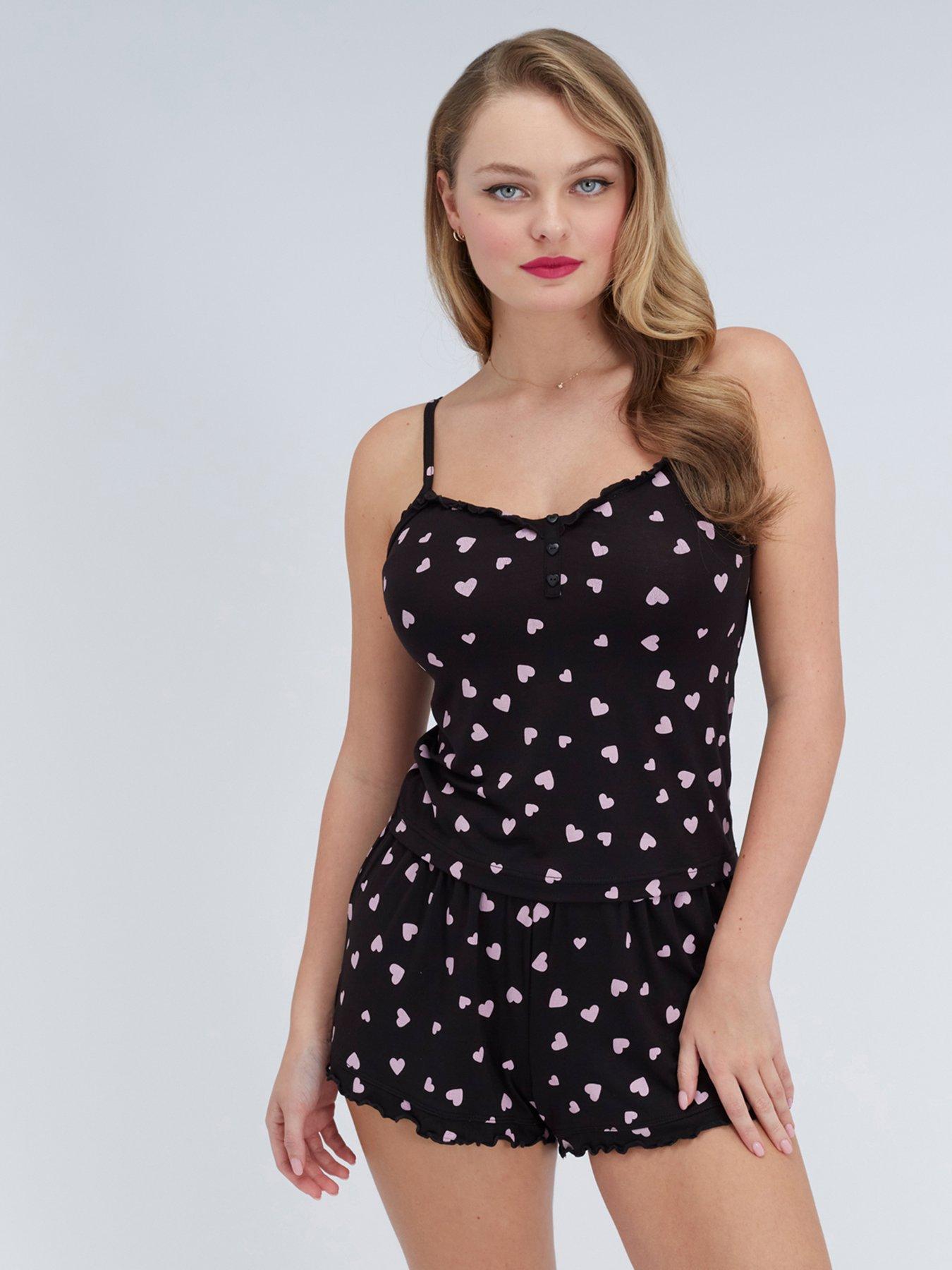 Image 1 of 6 of Boux Avenue Heart Modal Cami Set - Black