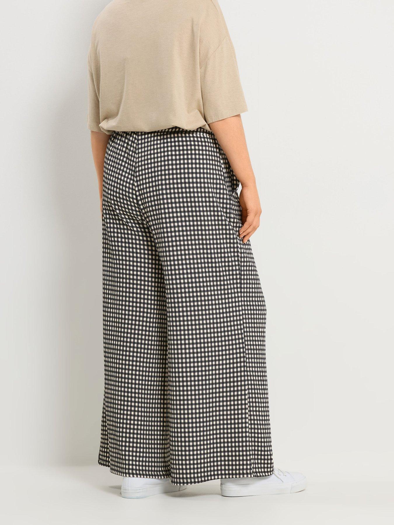 yours-curve-jersey-gingham-wide-leg-trousersstillFront