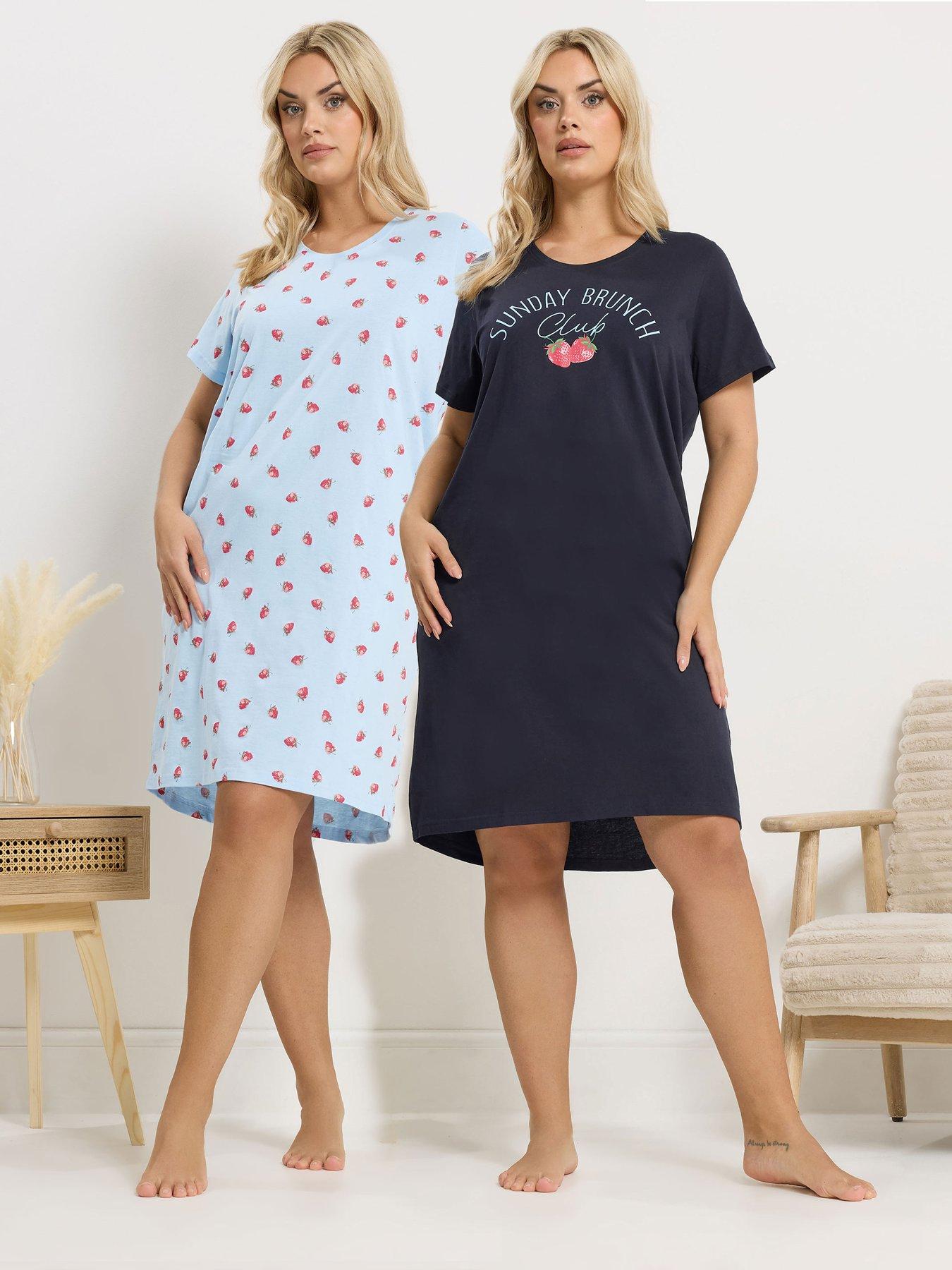 Yours Curve 2 Pack Sunday Brunch Dipped Back Nightdress