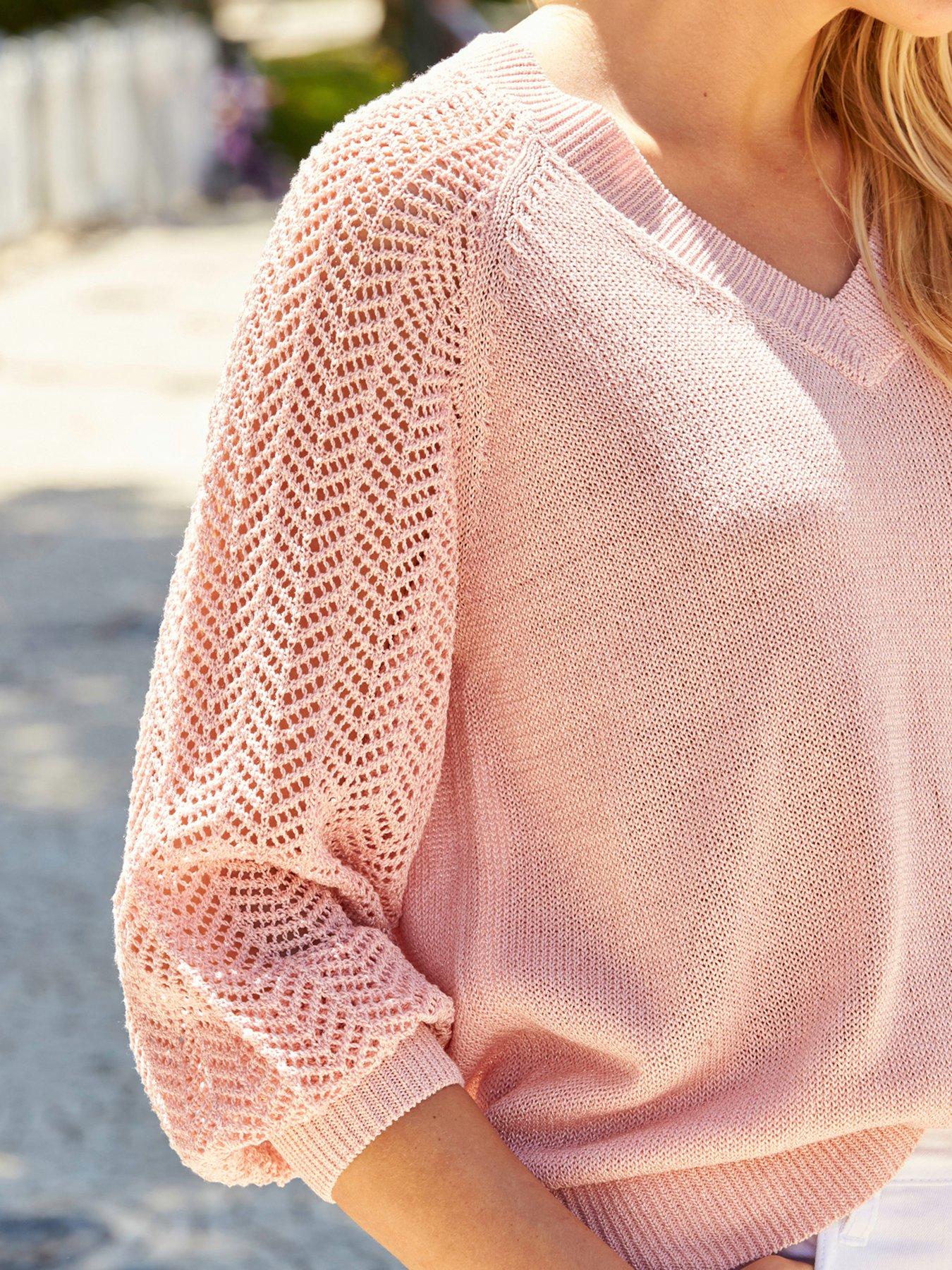 sosandar-pointelle-sleeve-jumper-pinkoutfit