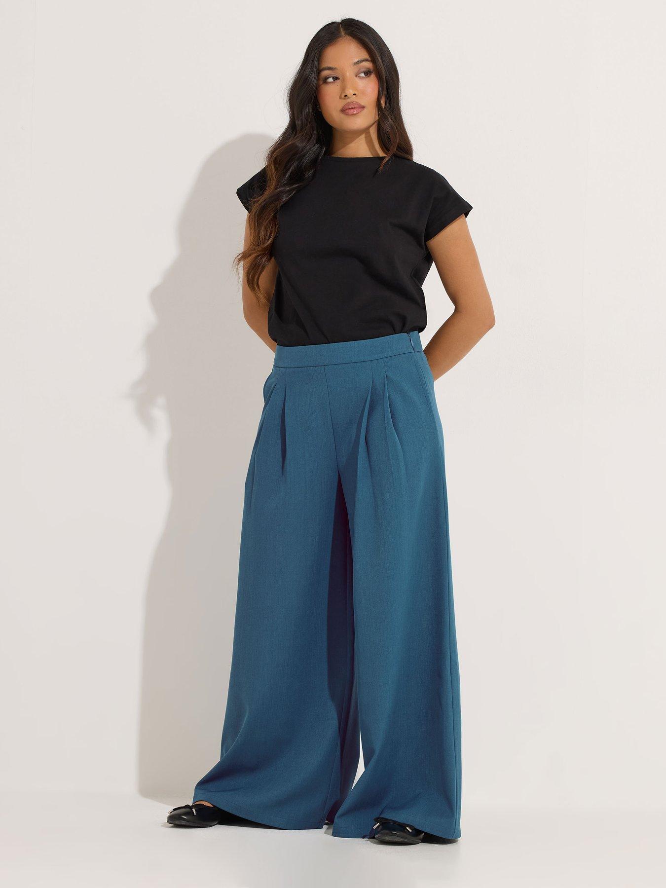 Image 3 of 6 of PixieGirl Petite Pleat Front Palazzo Trousers