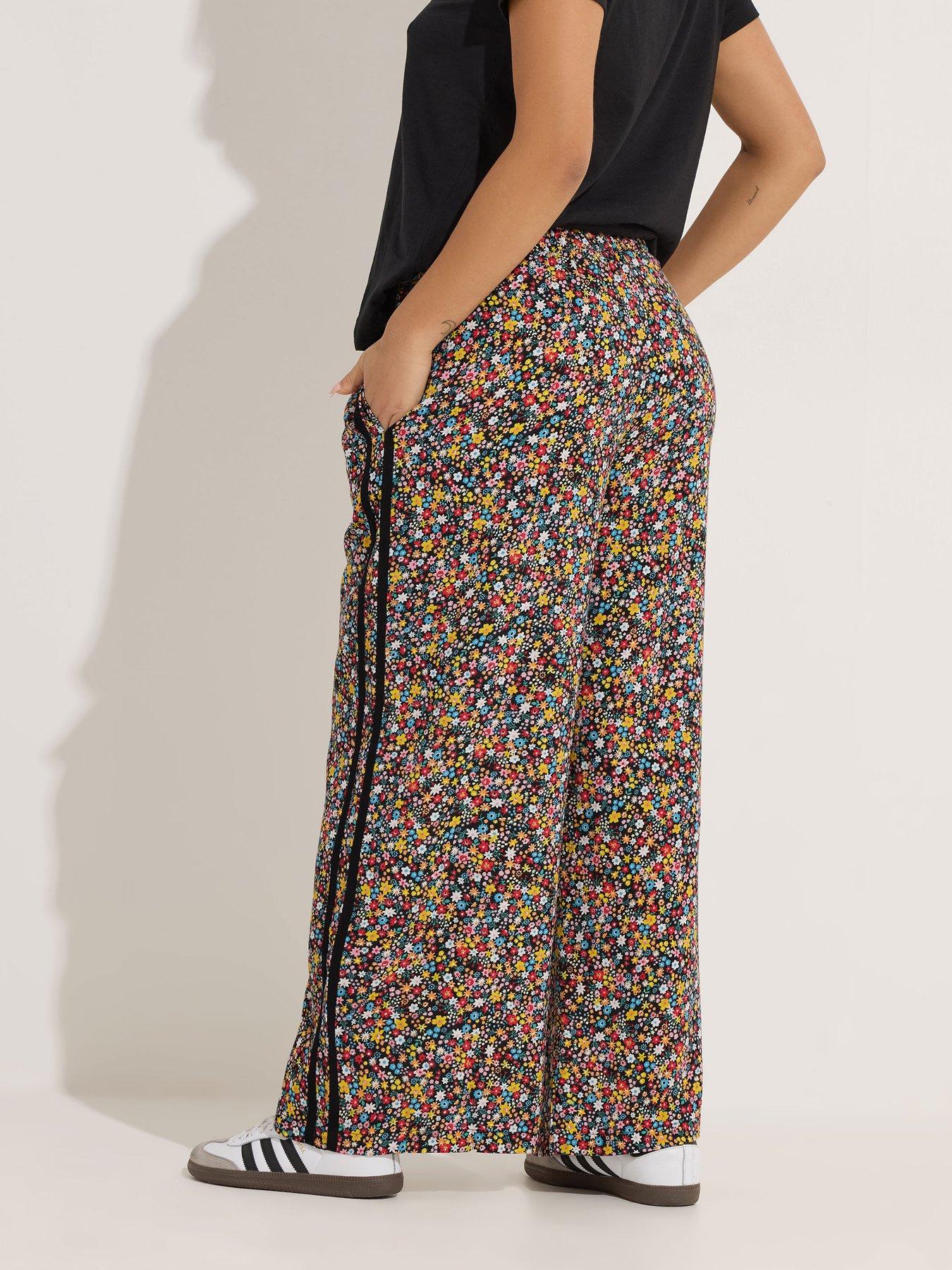 Image 2 of 4 of PixieGirl Petite Ditsy Wide Leg Side Stripe Trousers