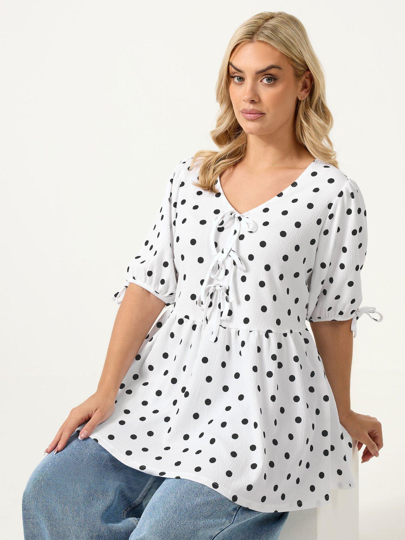yours-curve-bow-front-polka-dot-peplum-t-shirtfront