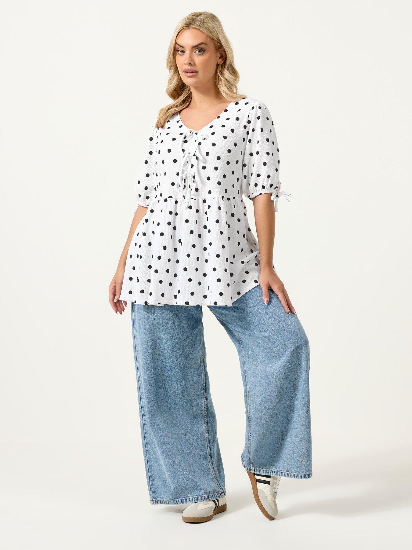 yours-curve-bow-front-polka-dot-peplum-t-shirtback