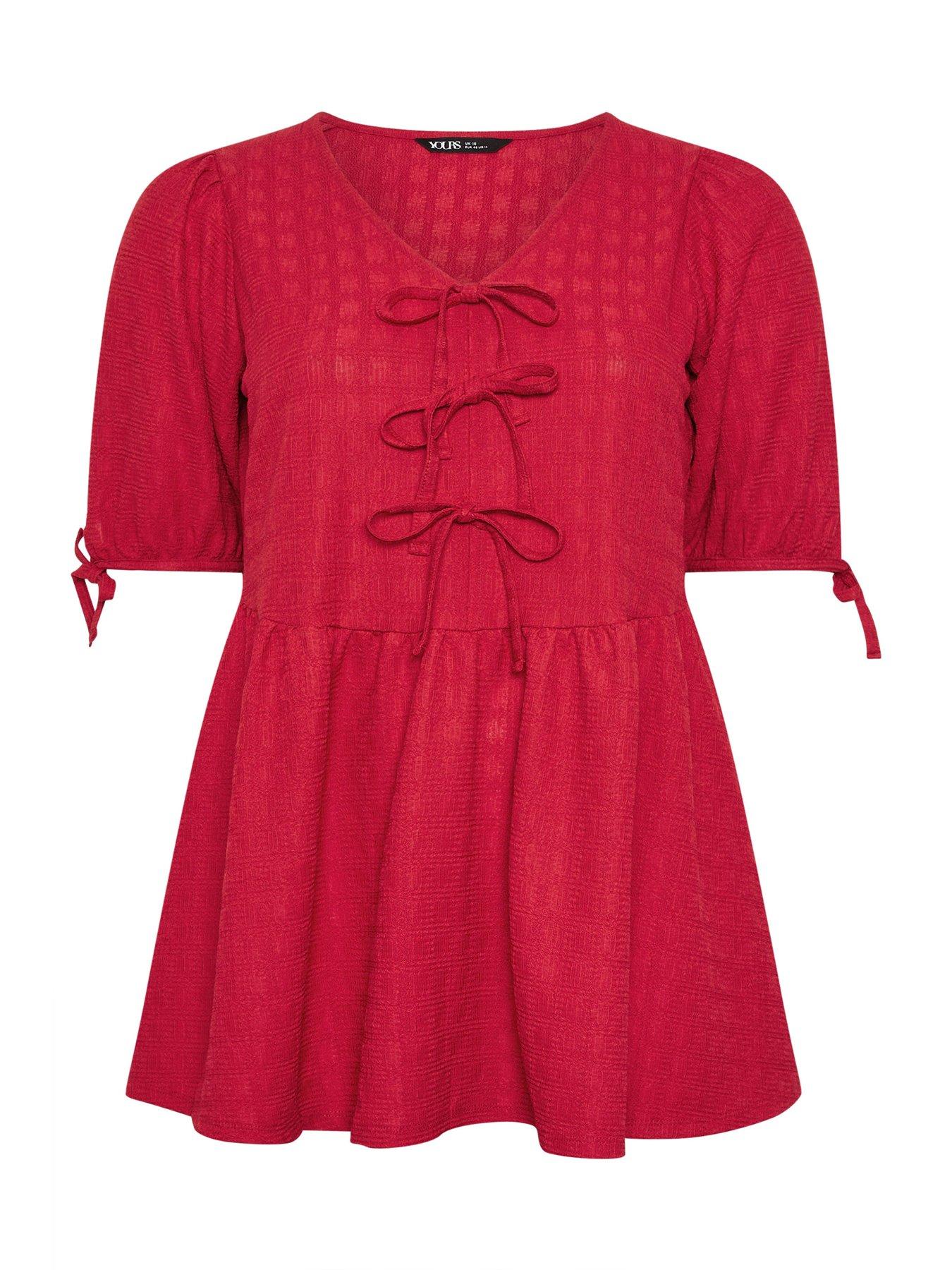 yours-curve-bow-front-peplum-textured-t-shirtdetail