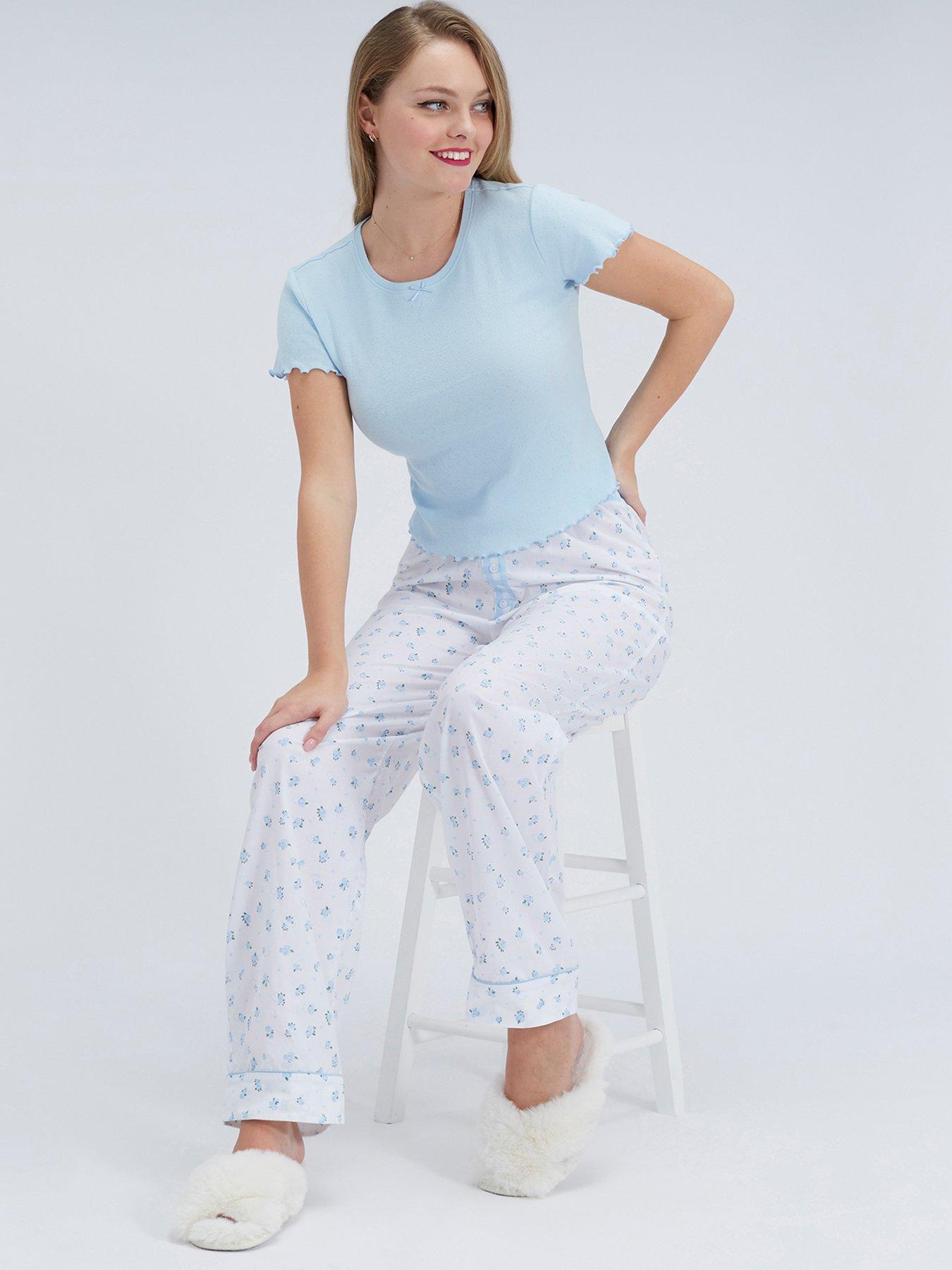boux-avenue-floral-pointelle-pyjama-set-bluefront