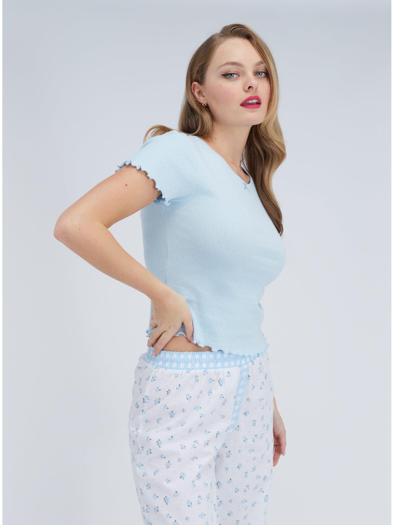 boux-avenue-floral-pointelle-pyjama-set-blueoutfit