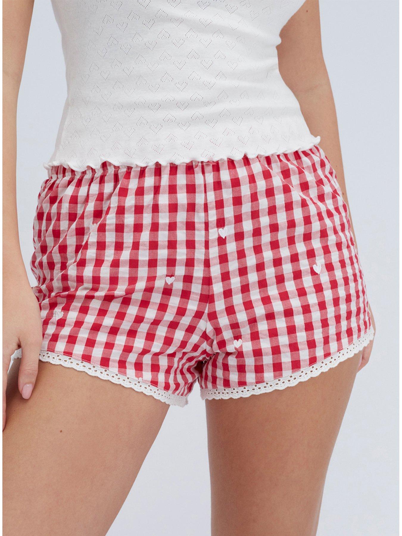 Image 5 of 6 of Boux Avenue Gingham Pointelle Short Pyjama Set - White