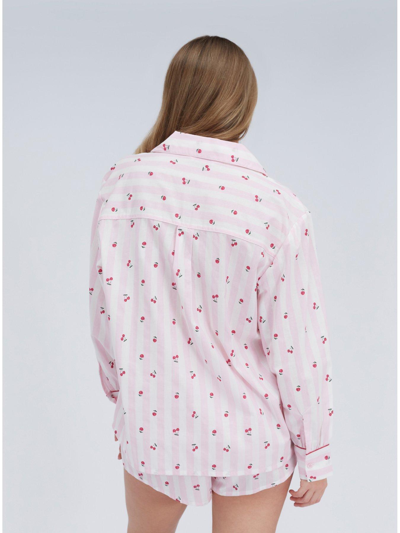 boux-avenue-cherry-stripe-cotton-short-pyjama-pinkstillFront