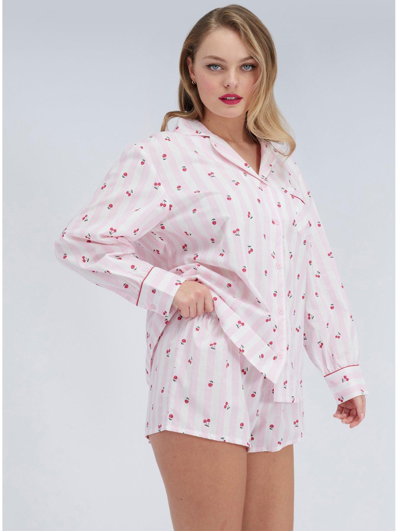 boux-avenue-cherry-stripe-cotton-short-pyjama-pinkback