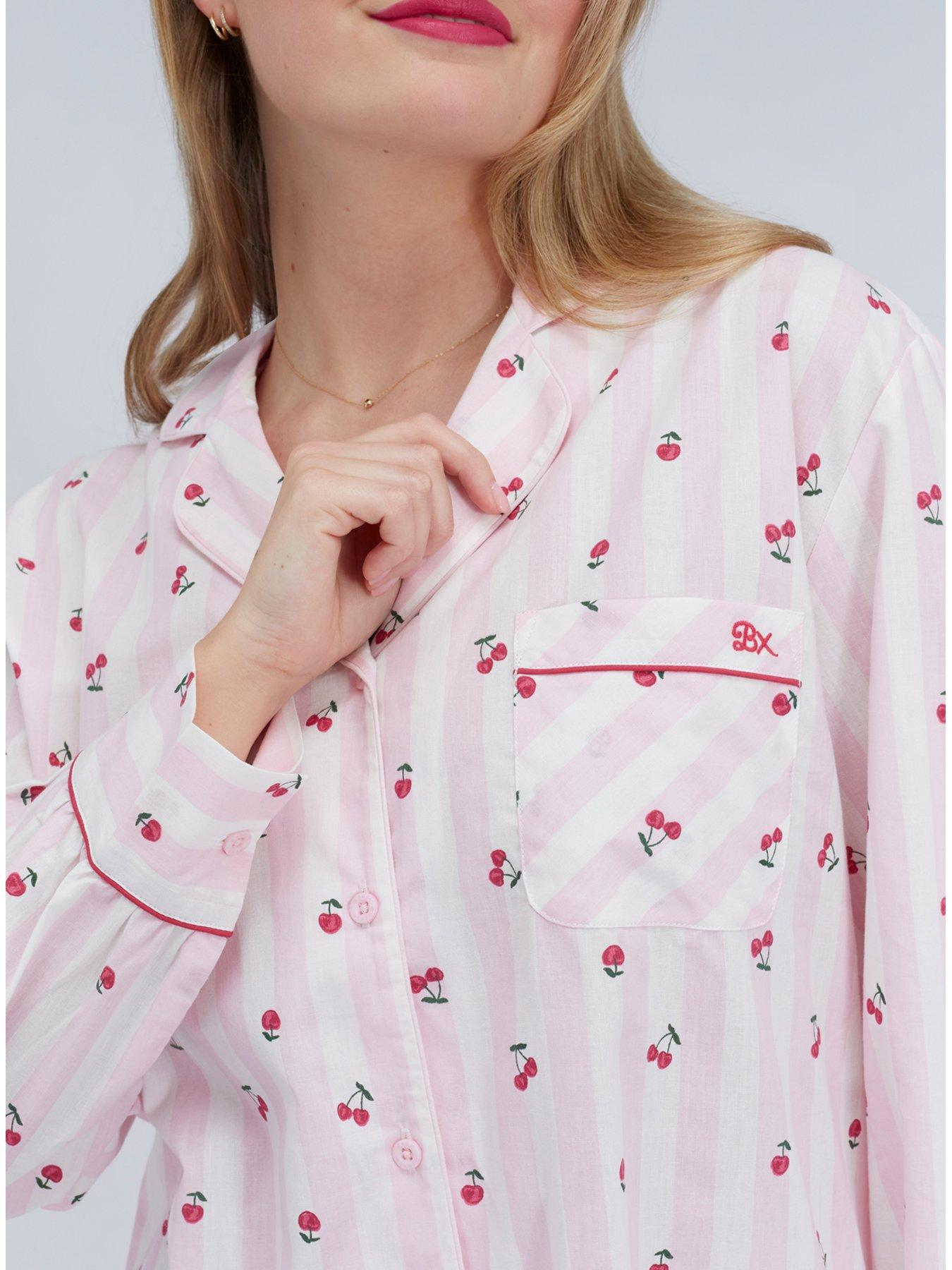 boux-avenue-cherry-stripe-cotton-short-pyjama-pinkdetail