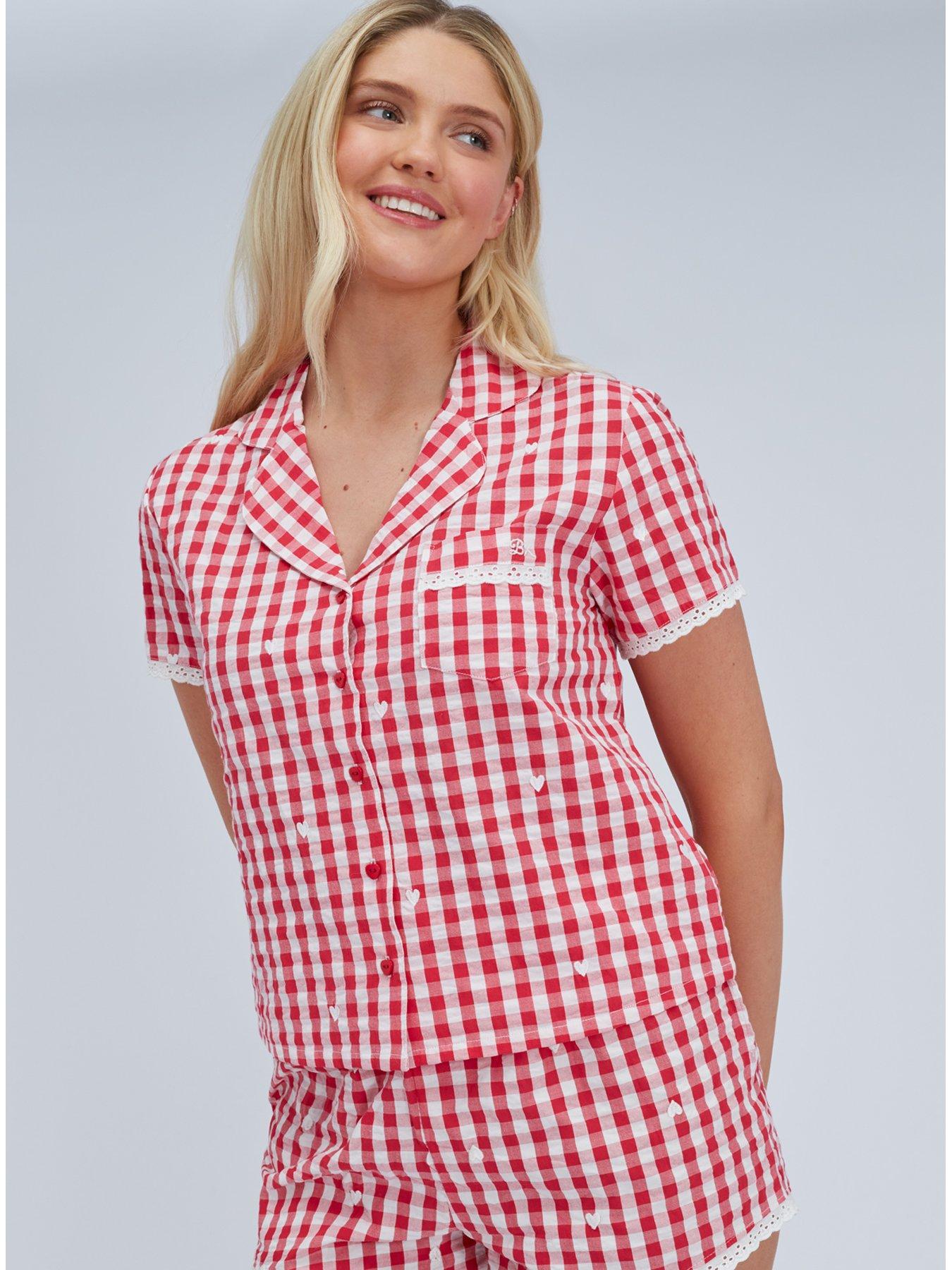Image 7 of 7 of Boux Avenue Gingham Cotton Short Pj Set - Red