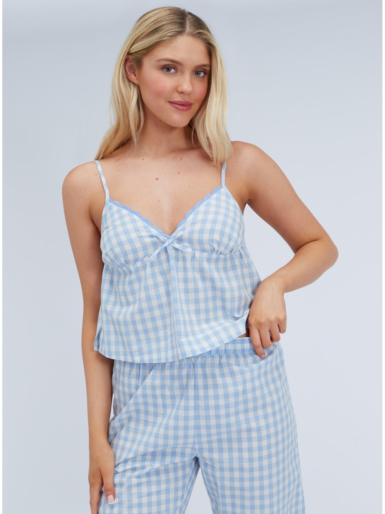Image 3 of 5 of Boux Avenue Gingham Cotton Pyjama Set - Blue