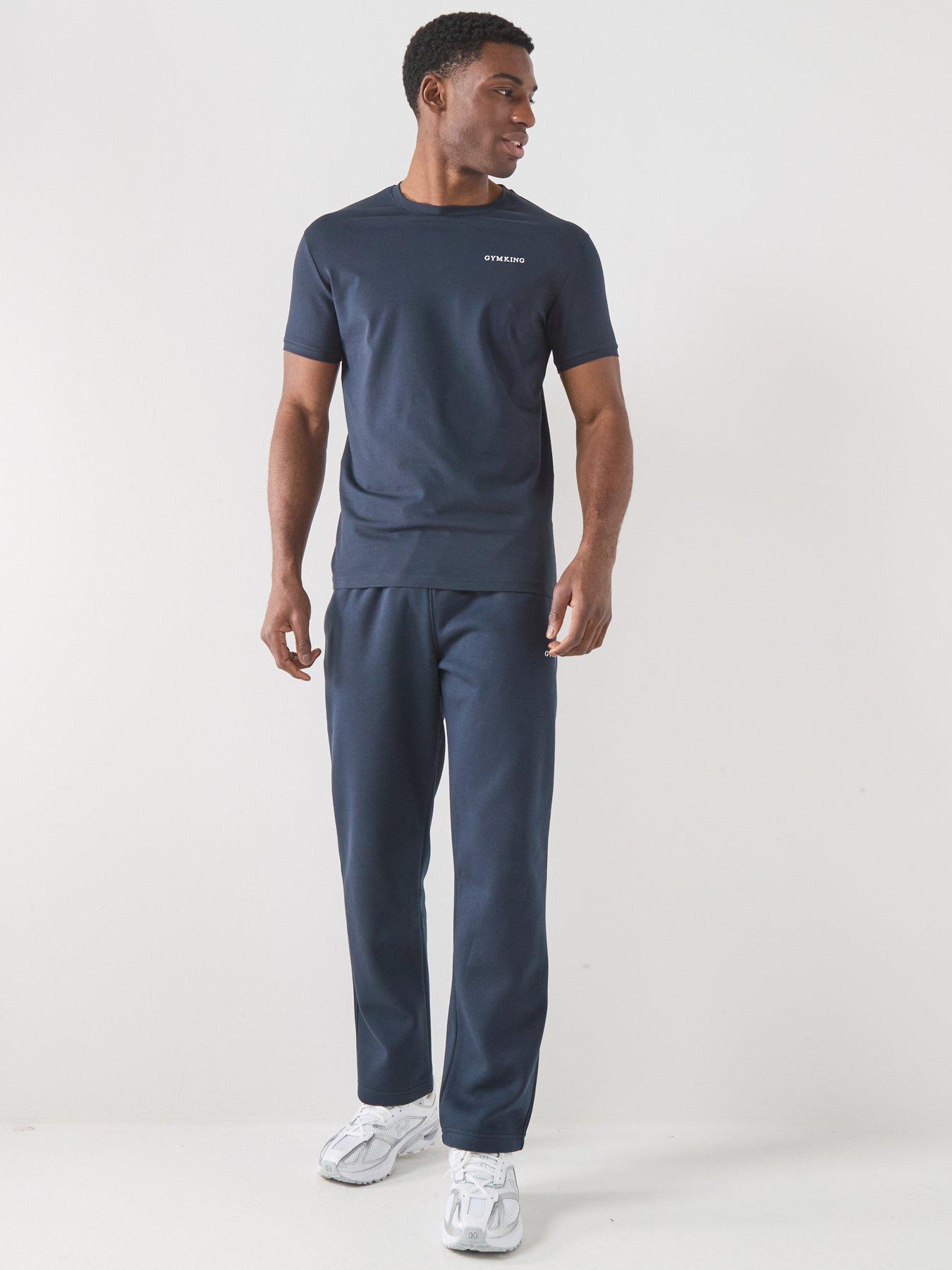 Image 3 of 5 of Gym King Mens Fundamental Linear Straight Leg Joggers - Navy