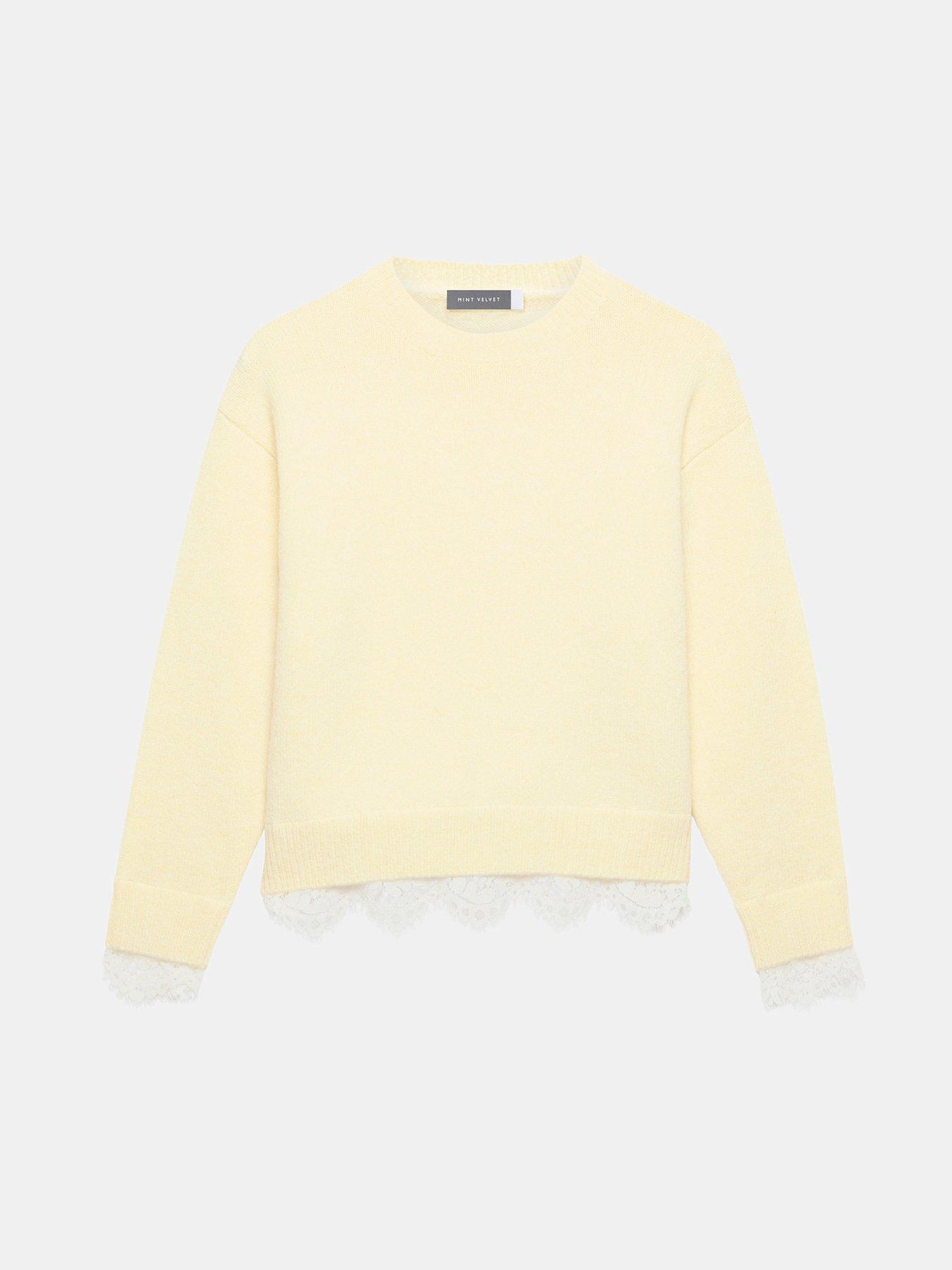 Image 3 of 4 of Mint Velvet Lace Hem Jumper - Yellow