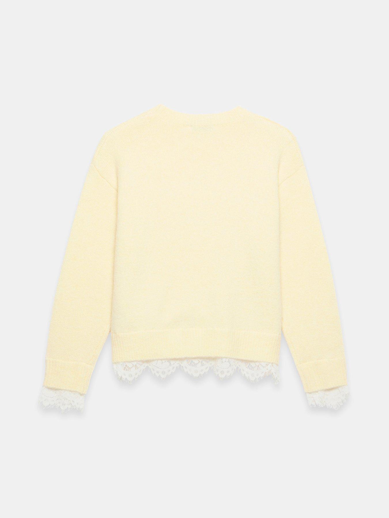Image 4 of 4 of Mint Velvet Lace Hem Jumper - Yellow