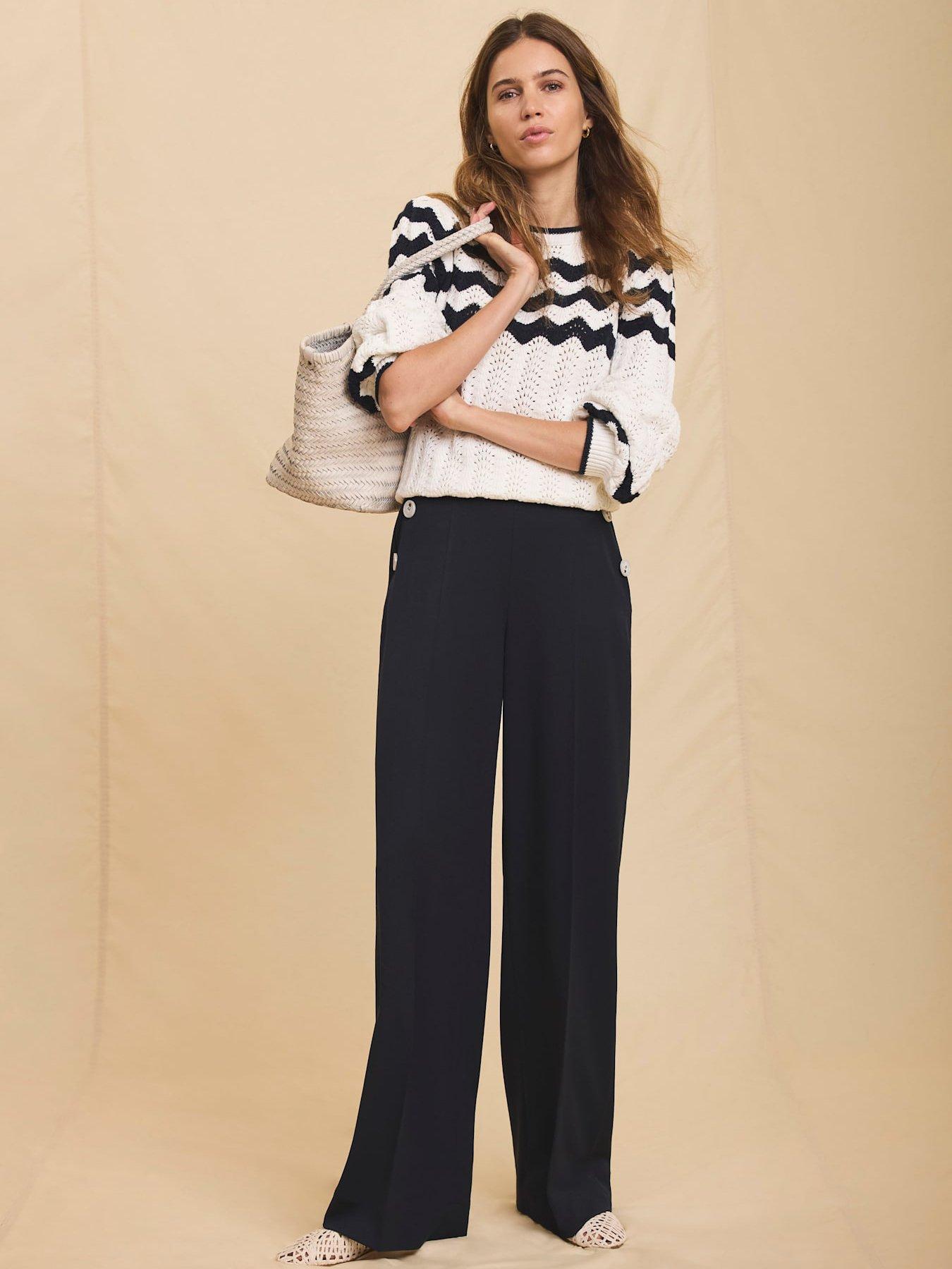 Image 4 of 6 of Mint Velvet Navy Button Front Trouser