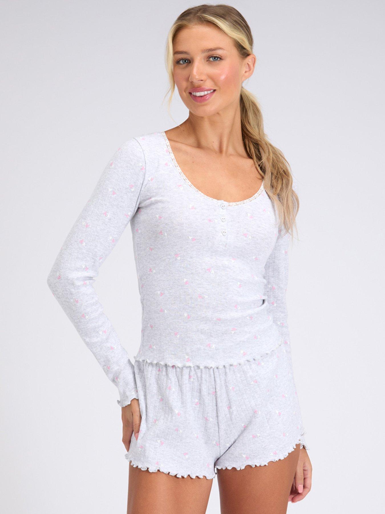 Boux Avenue Heart Pointelle Short Set - Marl Mix
