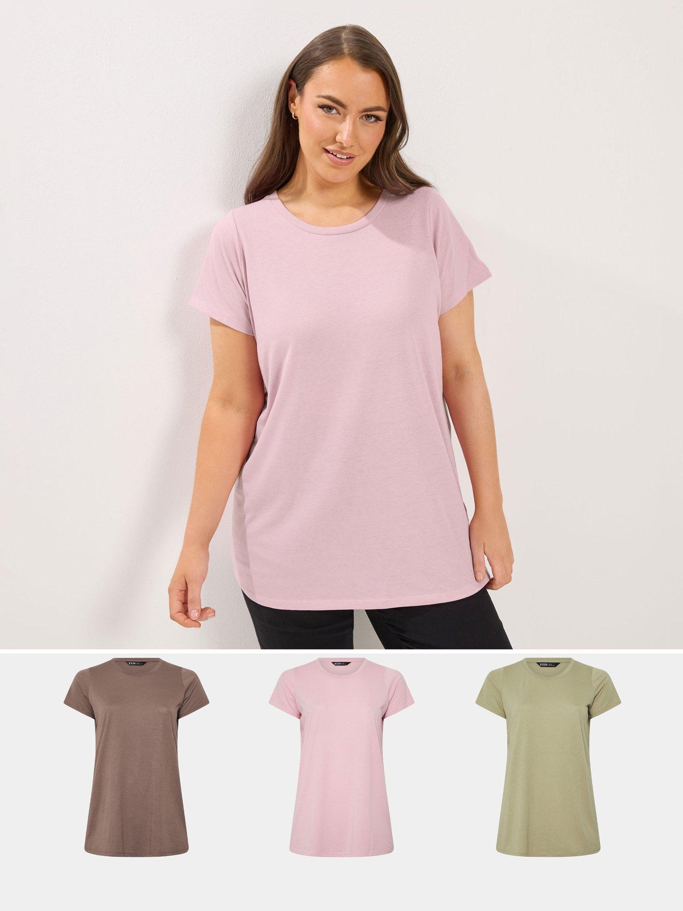 Image 1 of 6 of Yours Curve 3 Pack Short Sleeve Core T-shirts